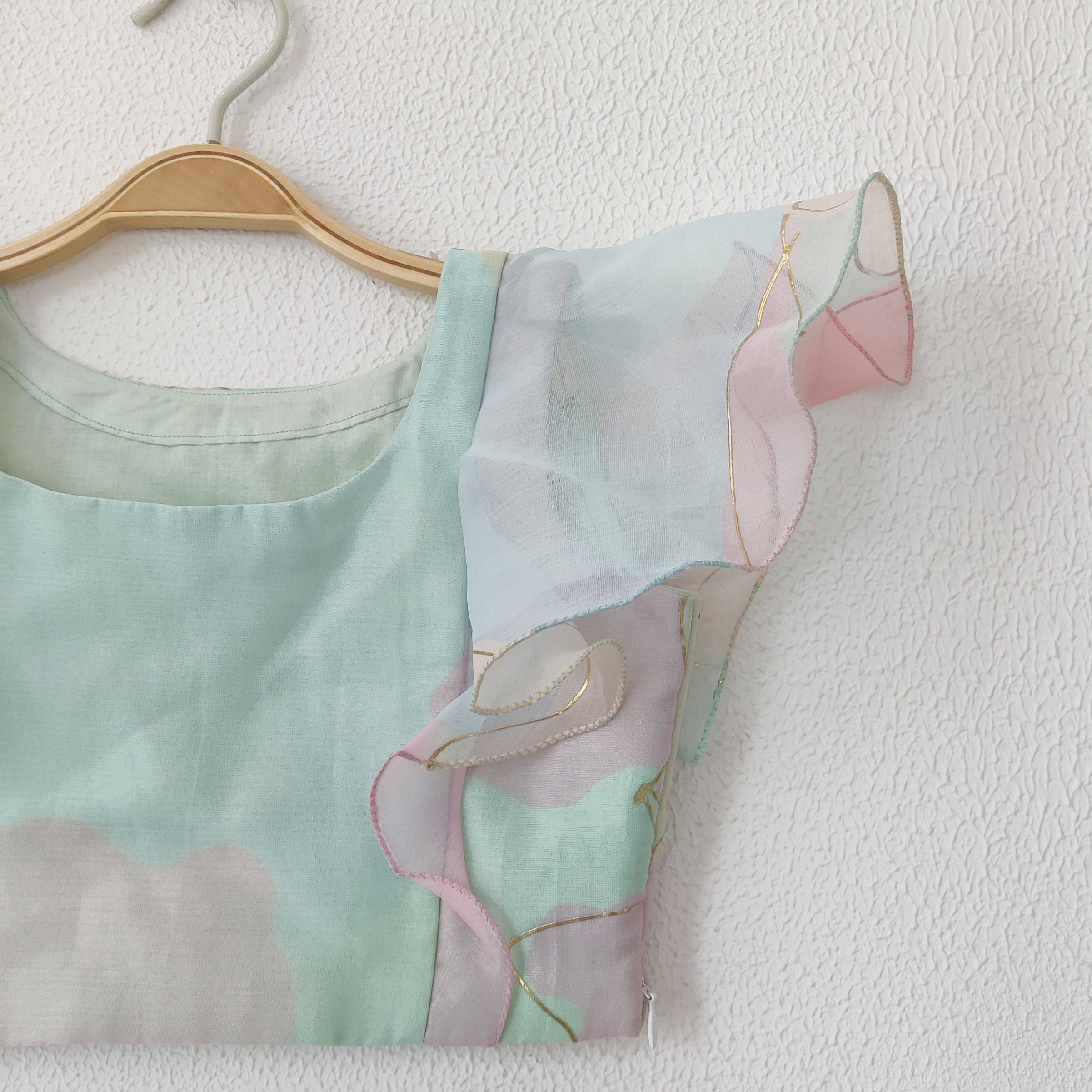 Pastel Dream Organza Crop-Top Kids Sharara Set