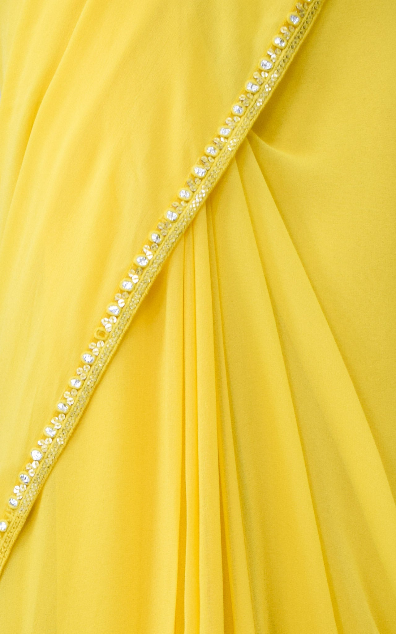 Yellow Georgette Saree with Emroidered Blouse