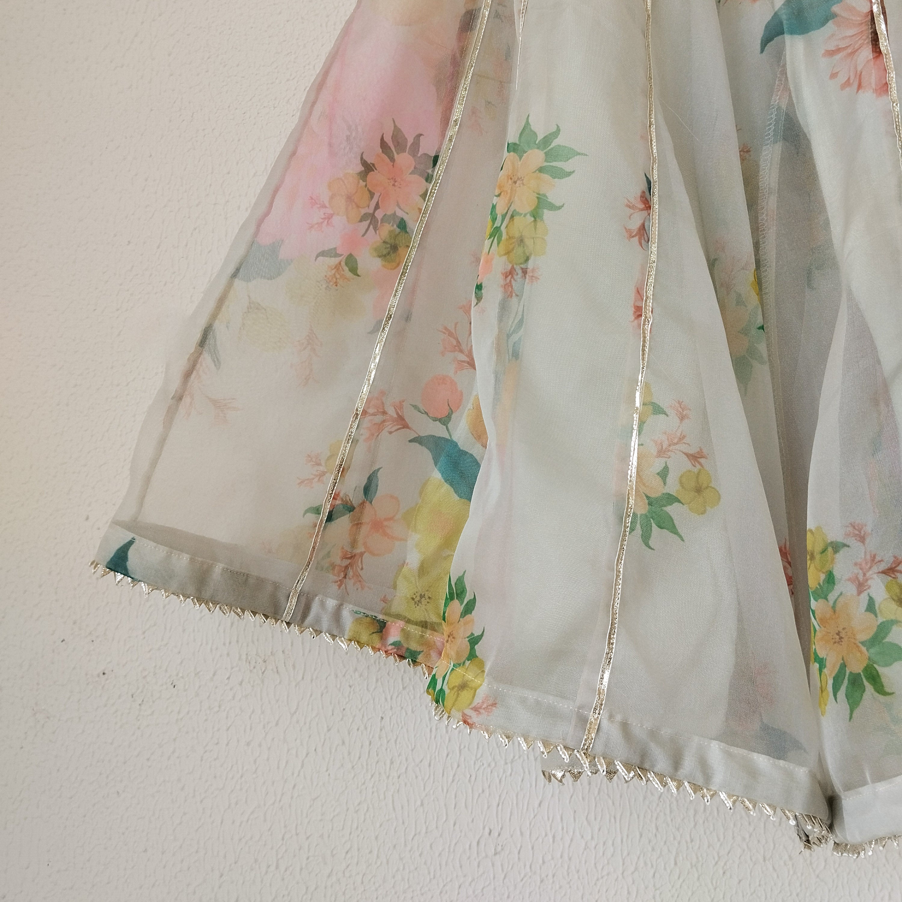 Off-white Ruffle Organza Kids Crop-Top & Sharara Set