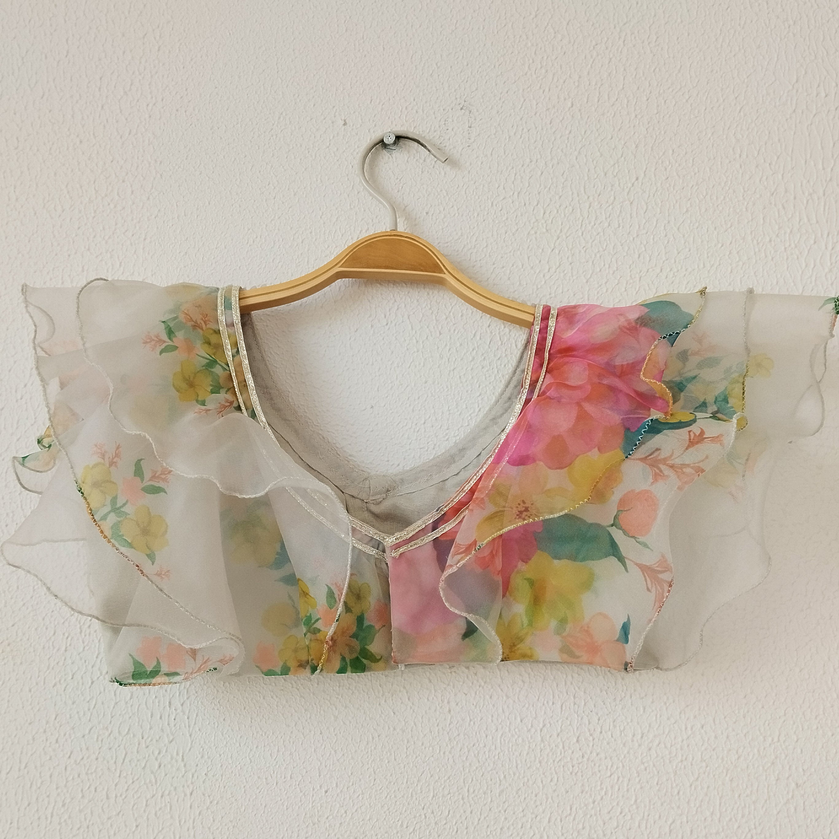 Off-white Ruffle Organza Kids Crop-Top & Sharara Set