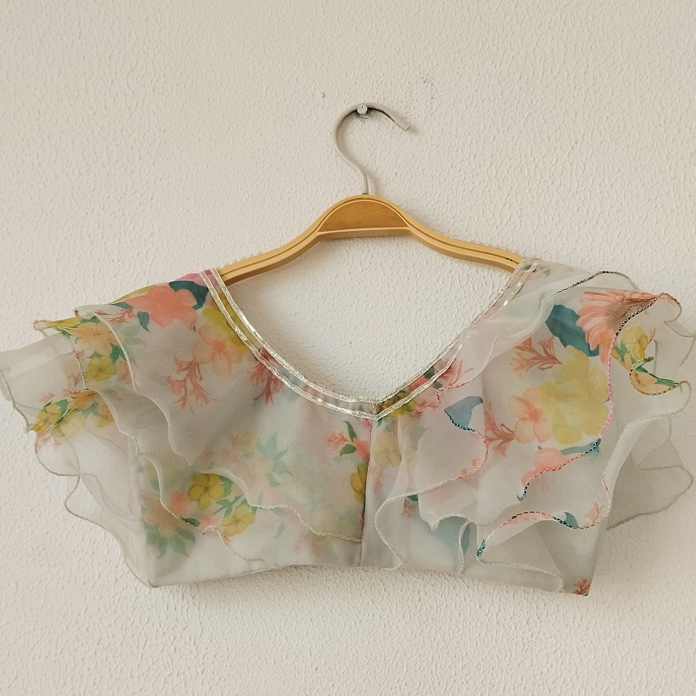 Off-white Ruffle Organza Kids Crop-Top & Sharara Set