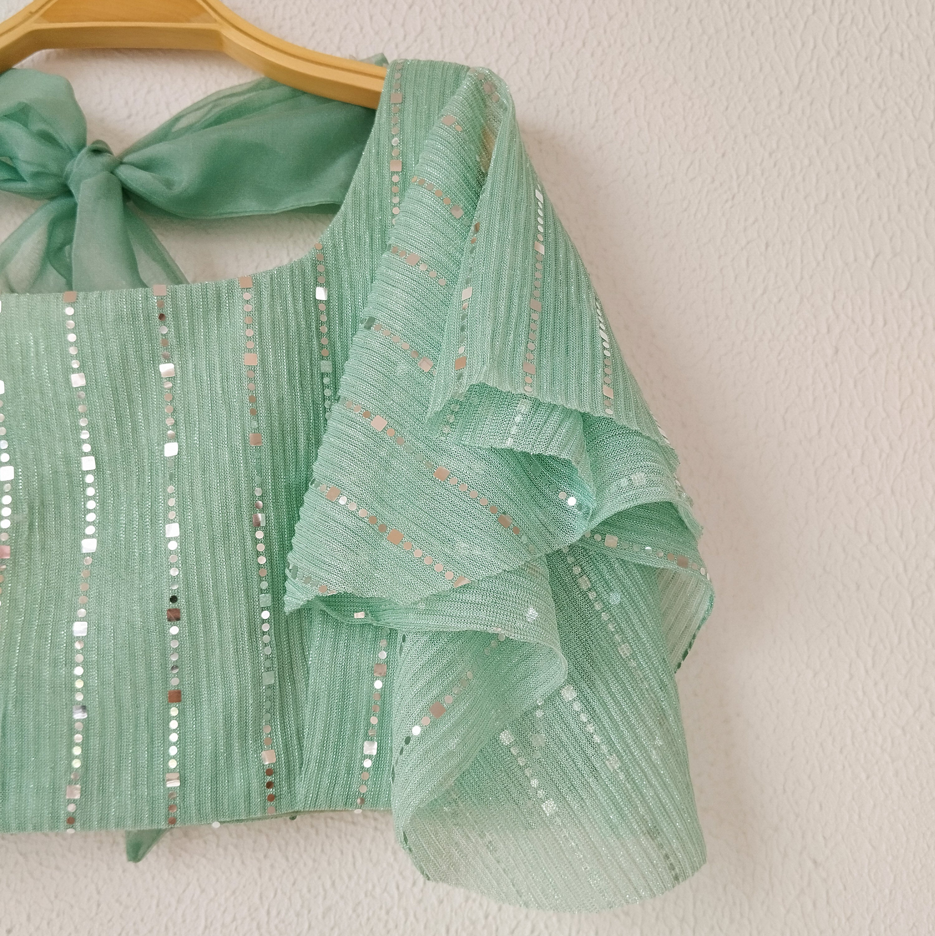 Mint Green Shimmer Kids Lehenga