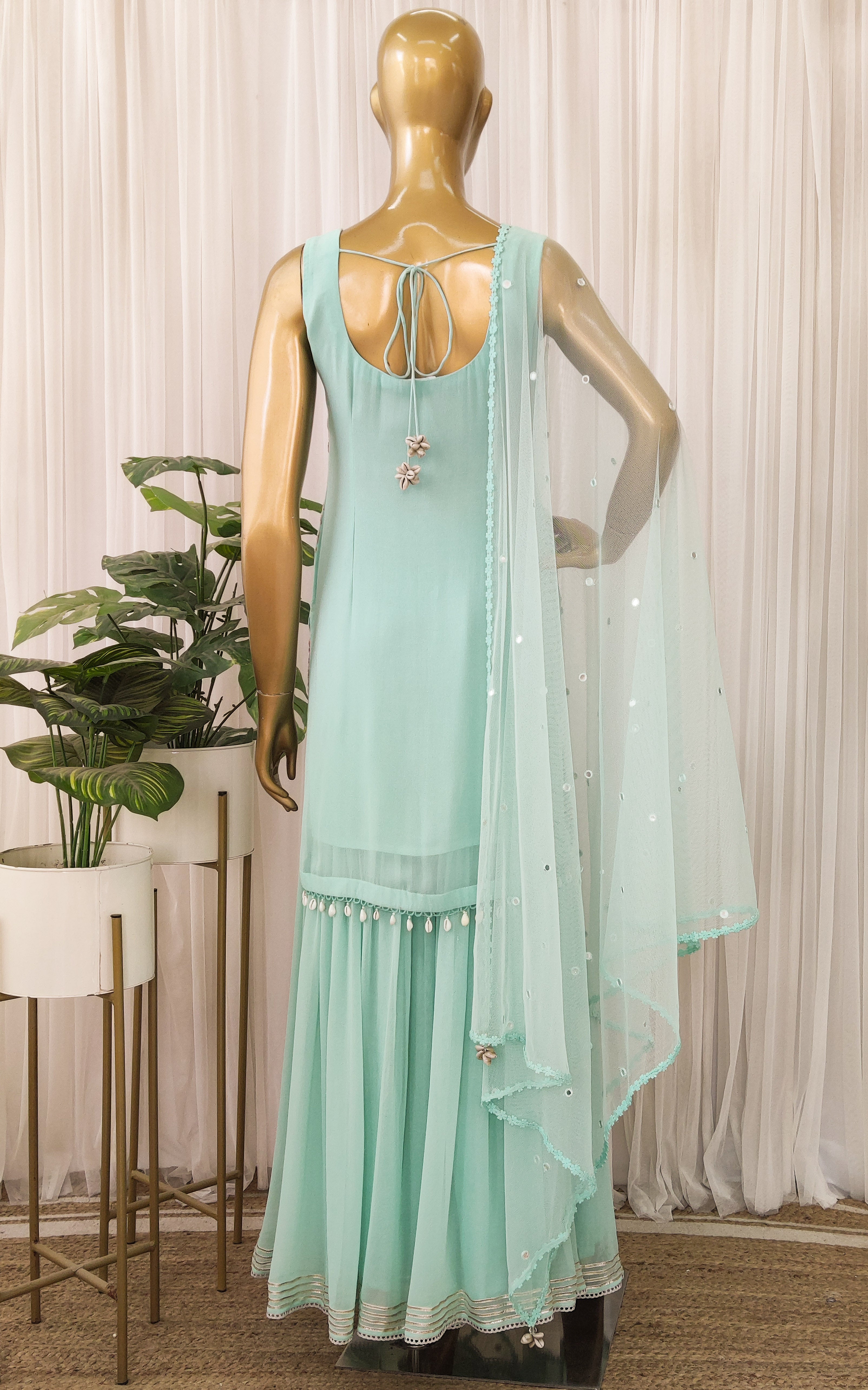 Sky Blue Embroidered Sharara Set