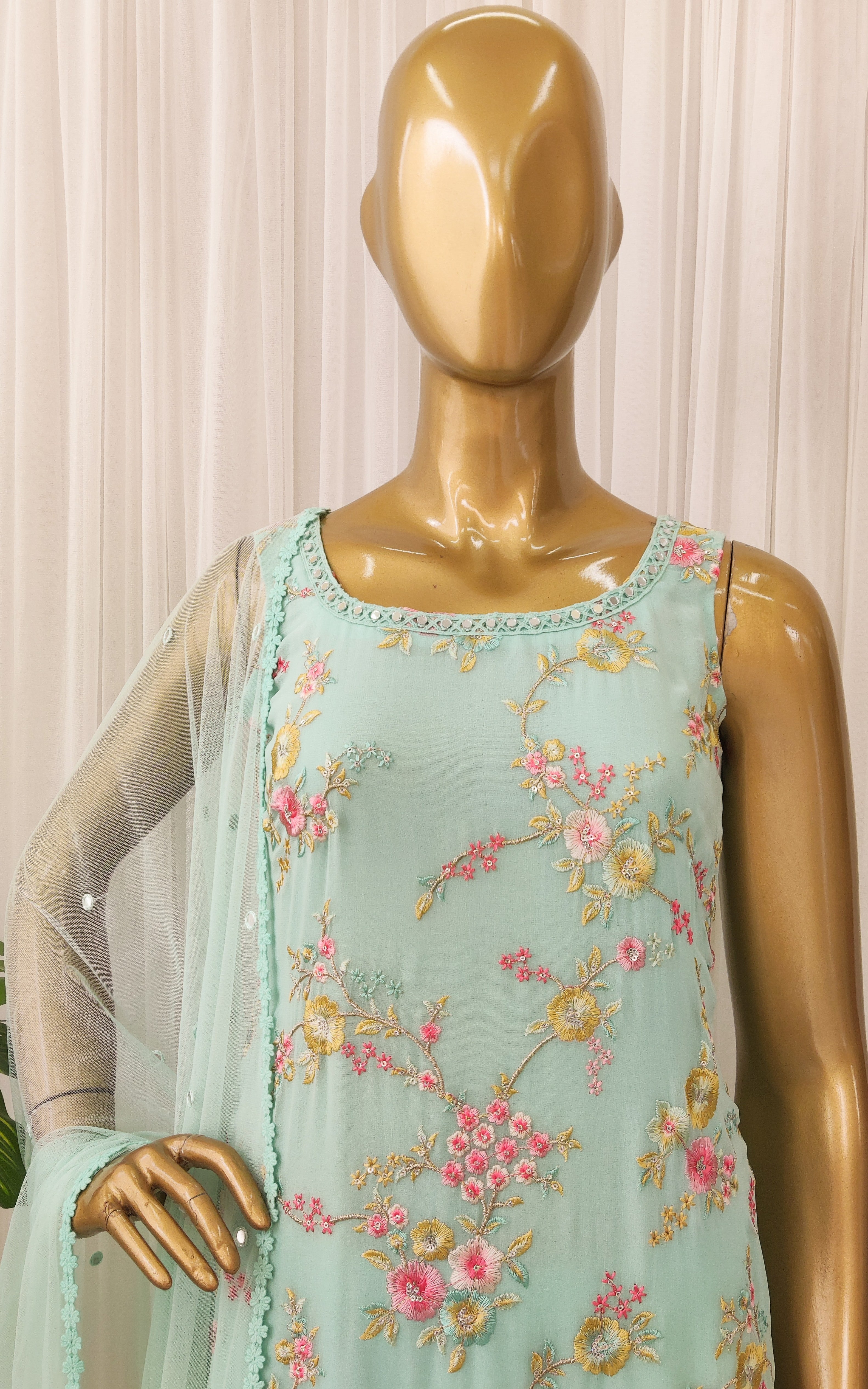 Sky Blue Embroidered Sharara Set