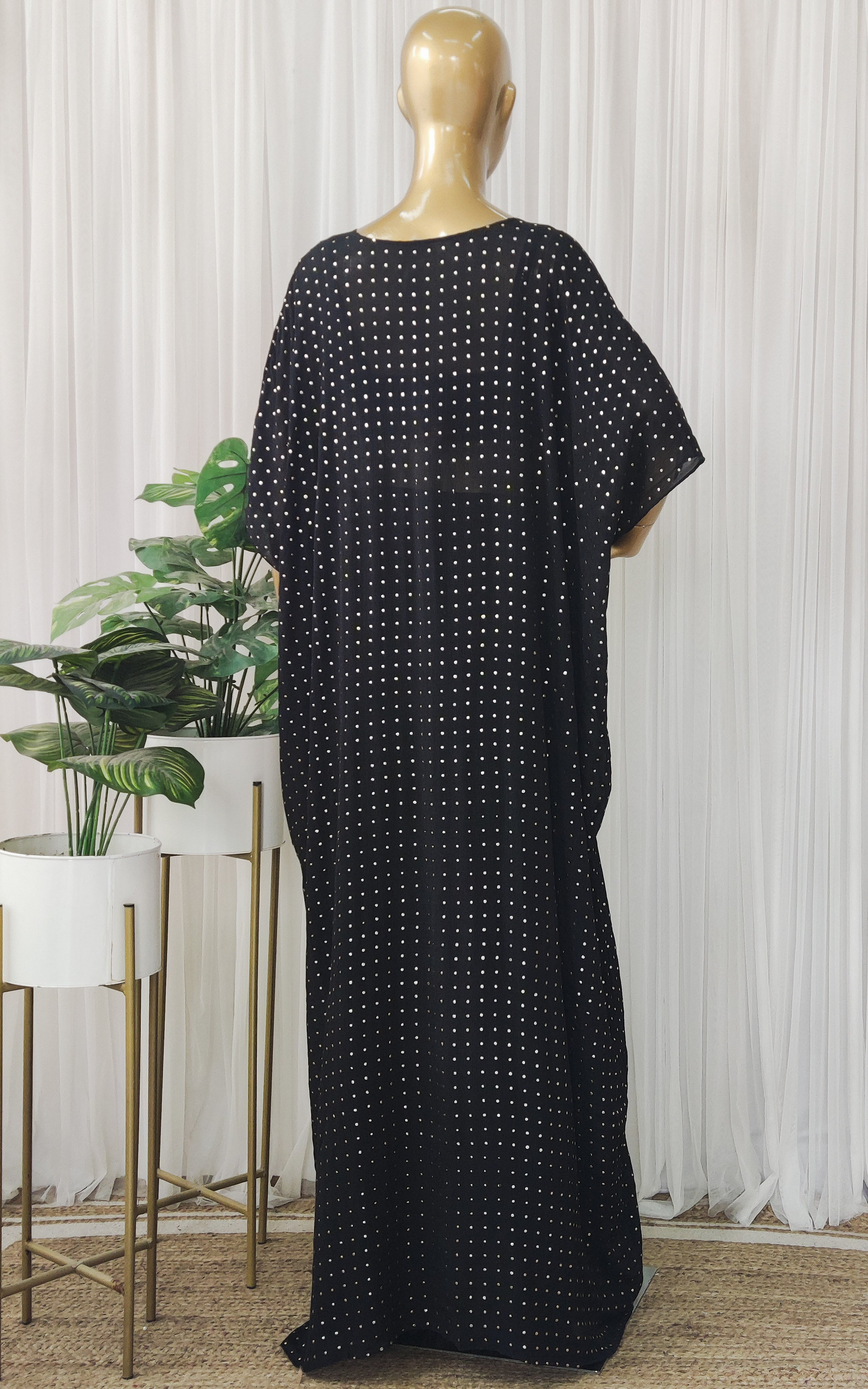 Black Mukaish Work Cape & Draped Skirt Set