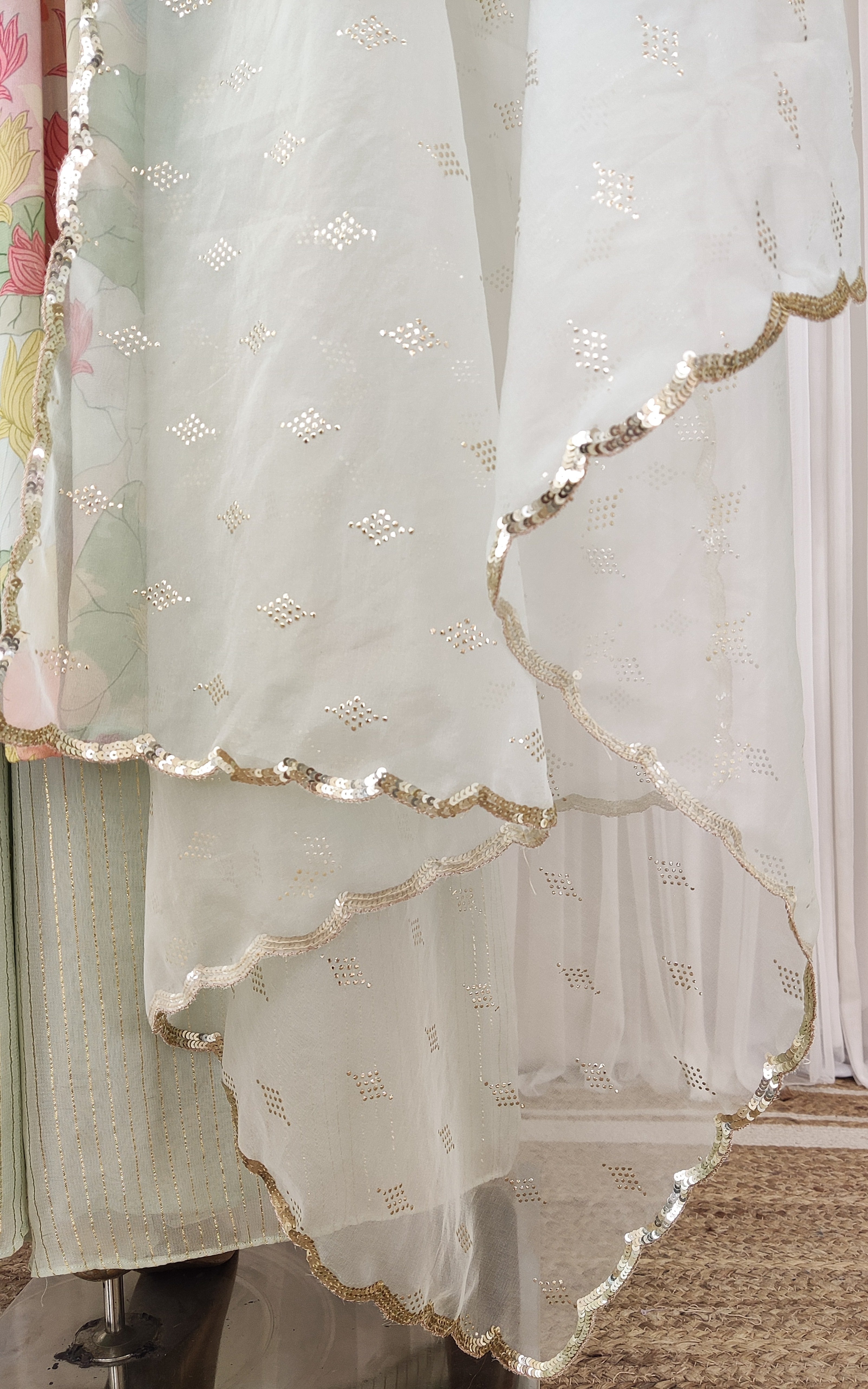 Multicolor Lotus Print Sequinwork Anarkali