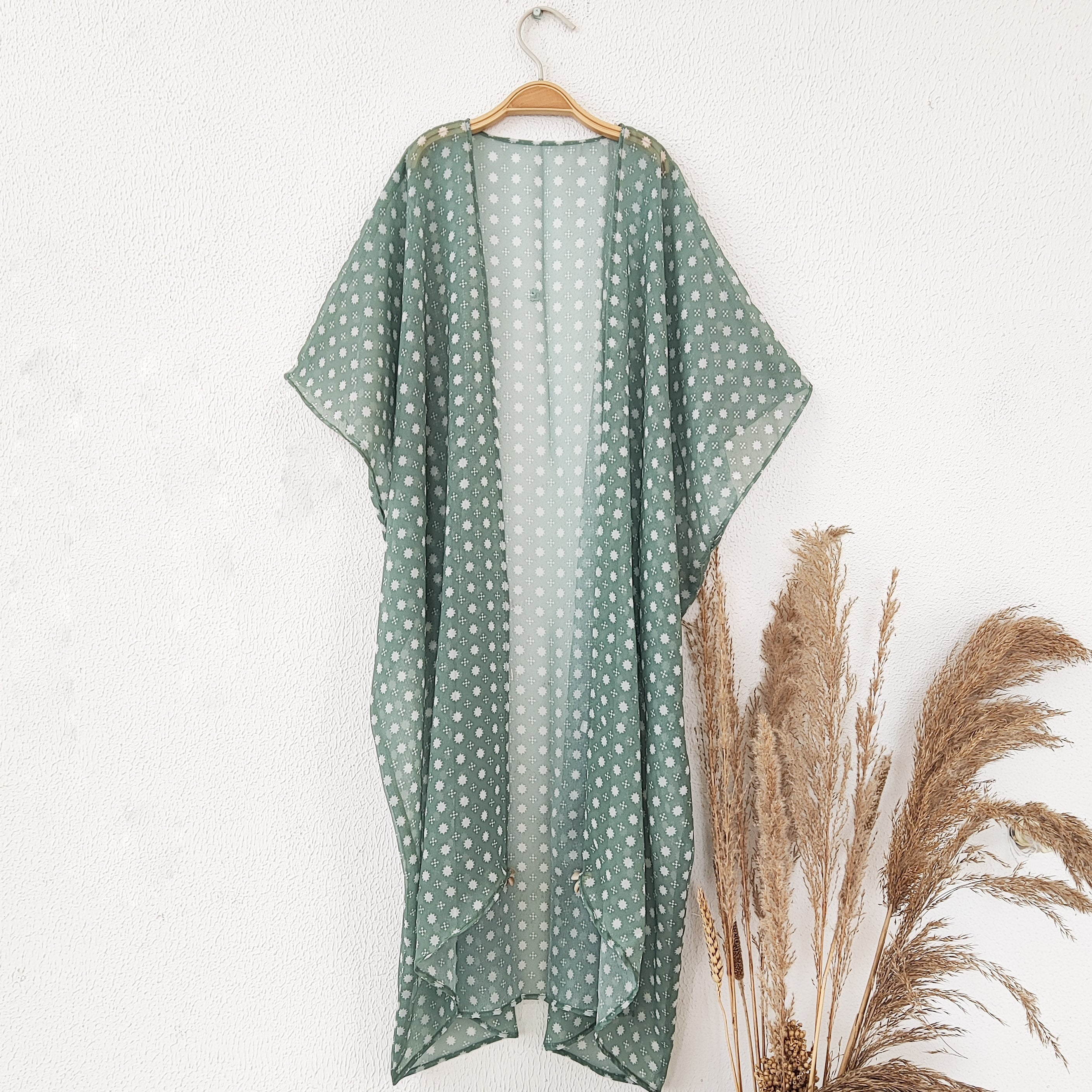 Sage Green Printed Kids Crop Top & Sharara Set