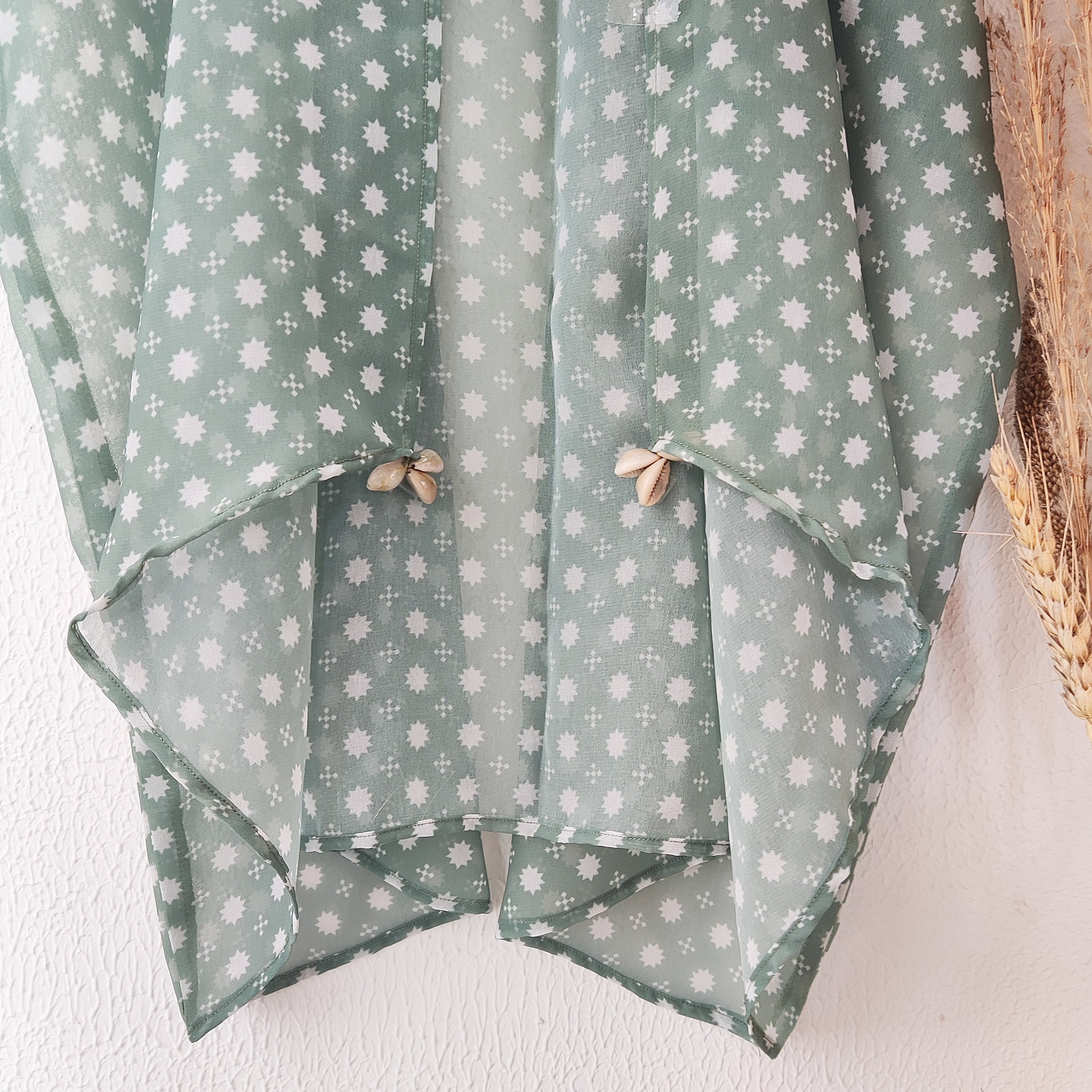 Sage Green Printed Kids Crop Top & Sharara Set