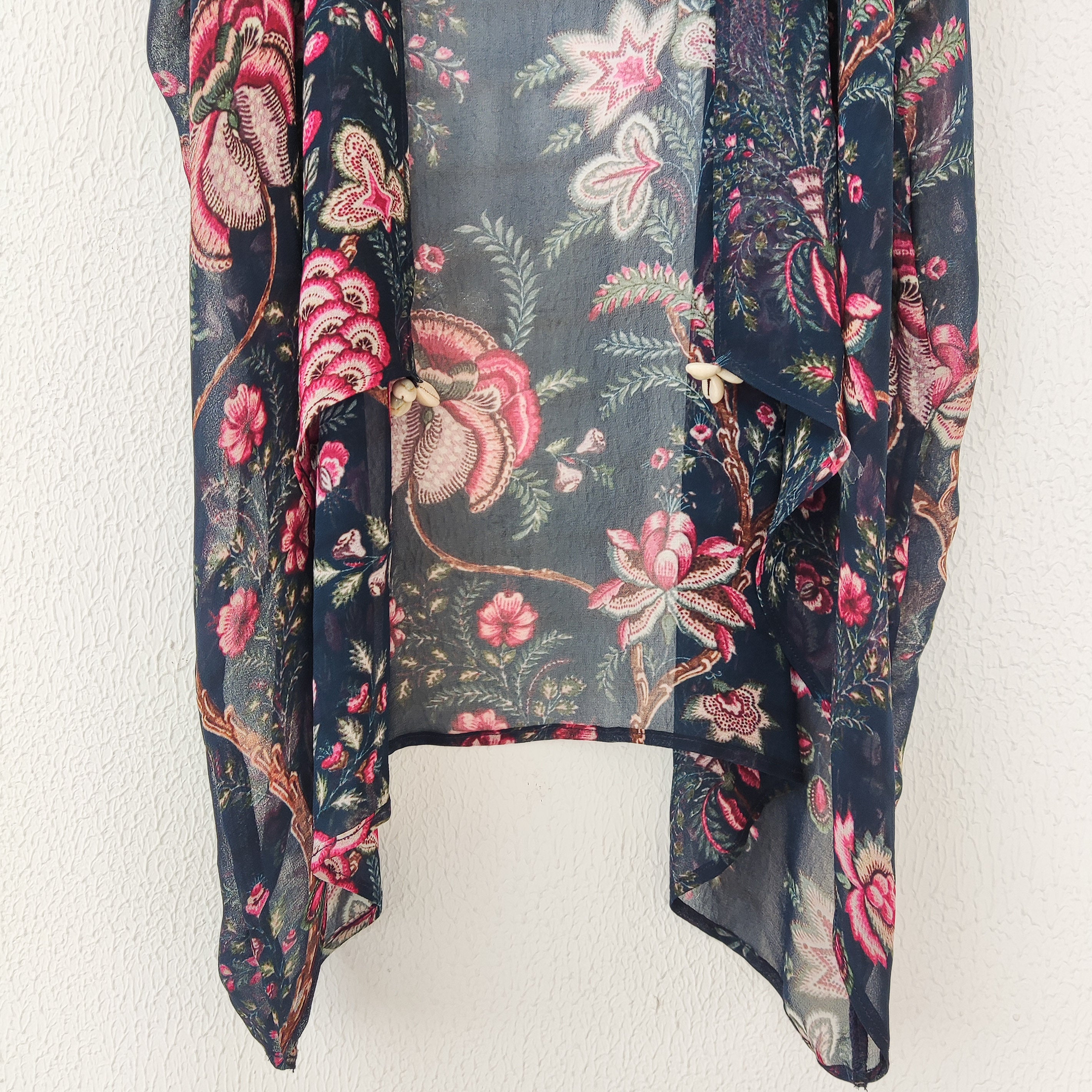 Navy Blue Floral Floral Kids Crop Top & Sharara Set