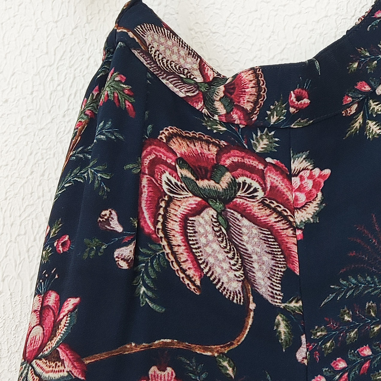 Navy Blue Floral Floral Kids Crop Top & Sharara Set