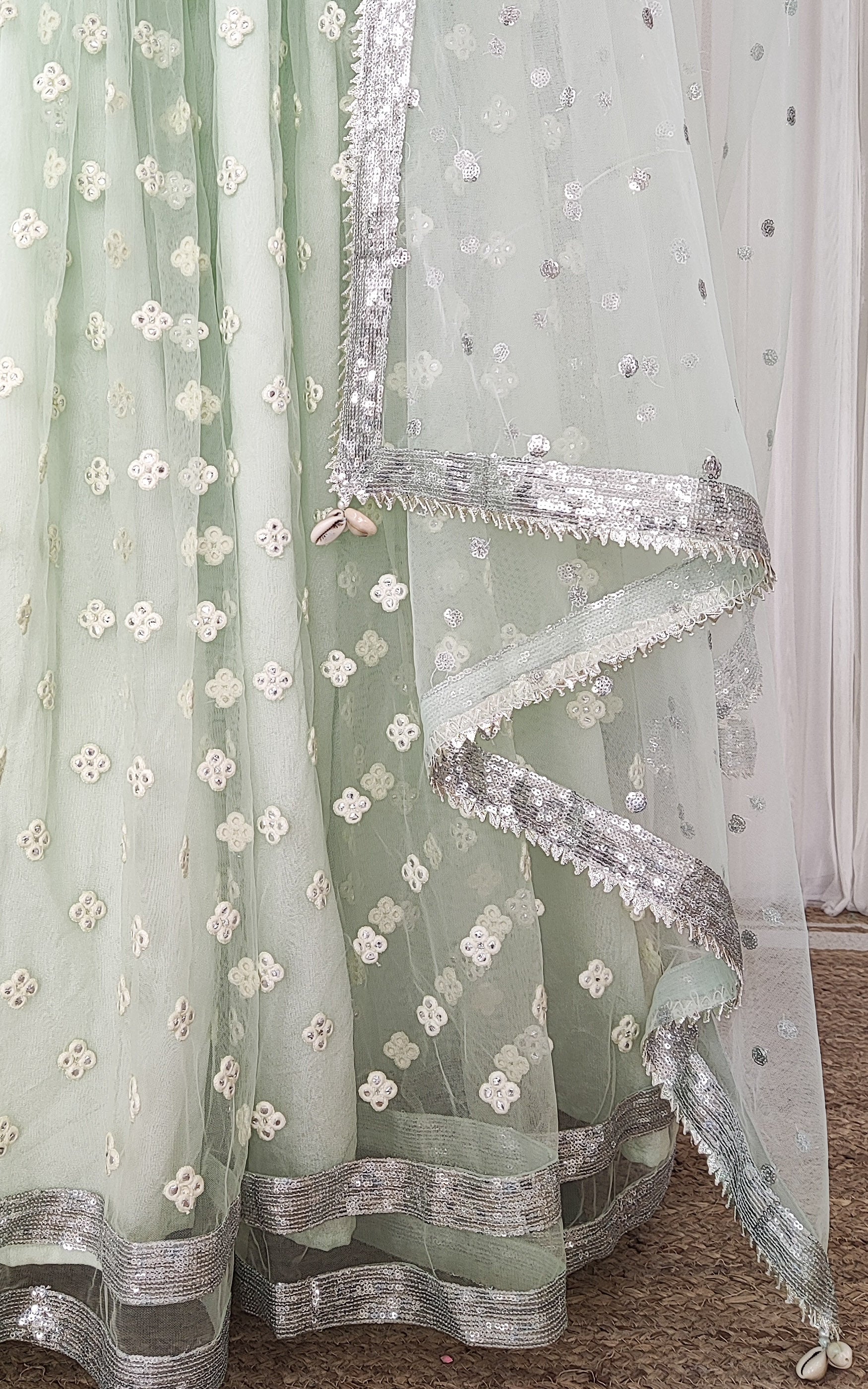 Mint Green Mirrorwork Lehenga
