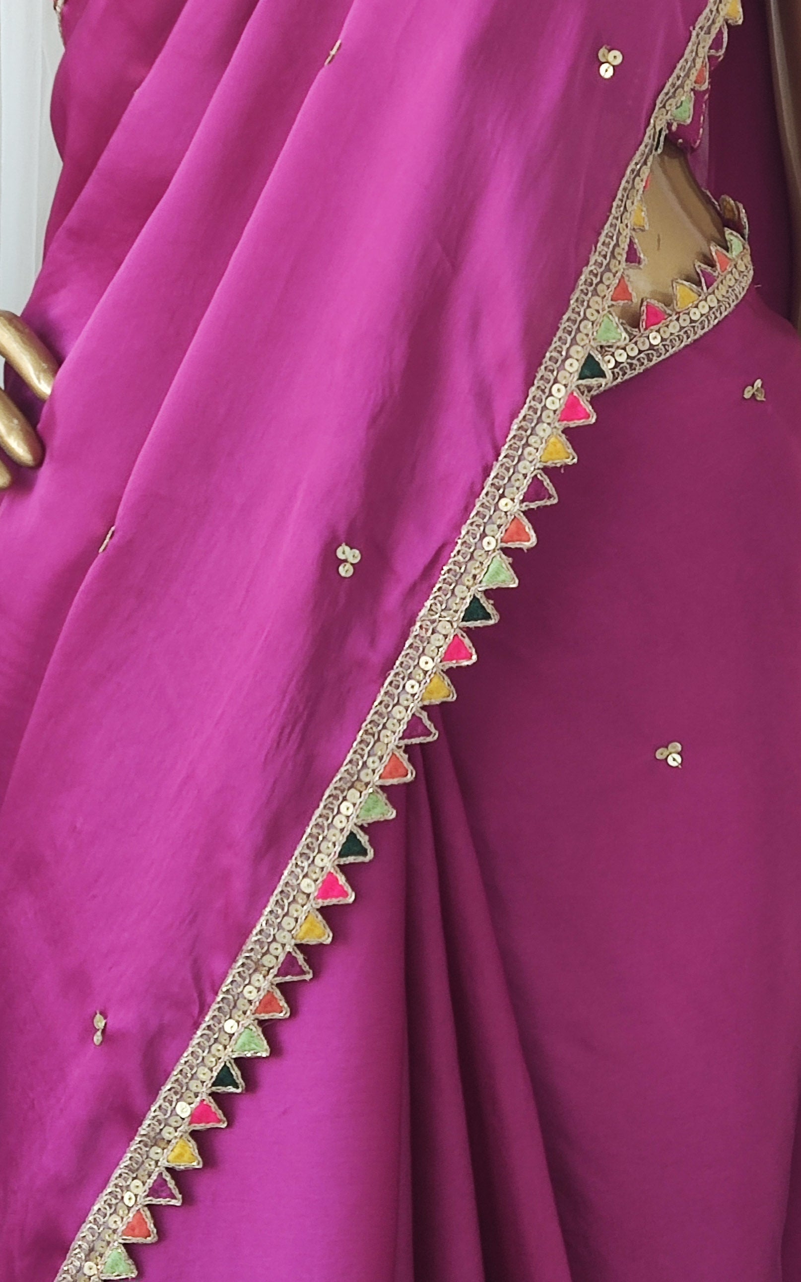 Purple Sequinwork Satin Organza Saree