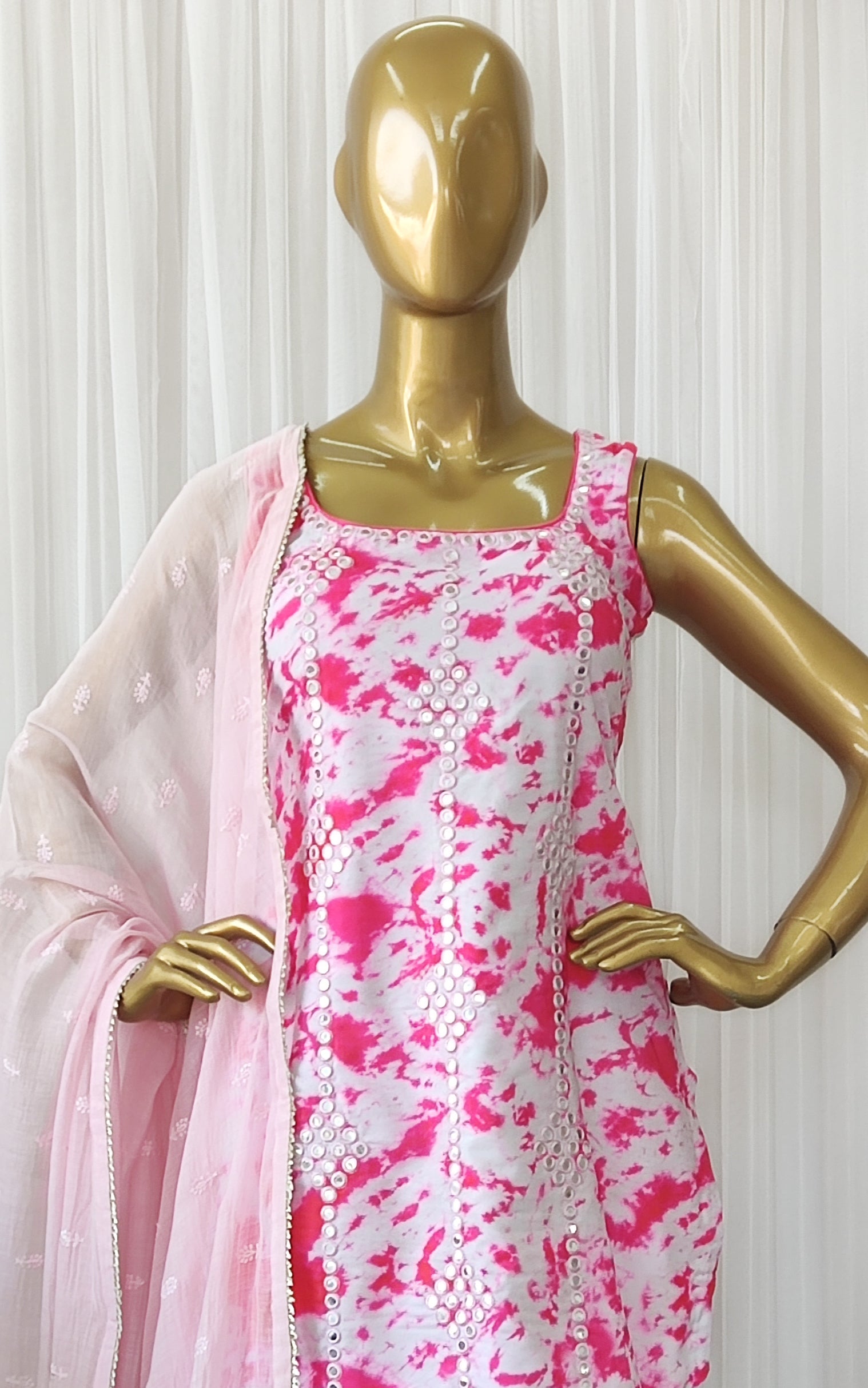 Shibori Mirrorwork Patiala Salwar Suit Set