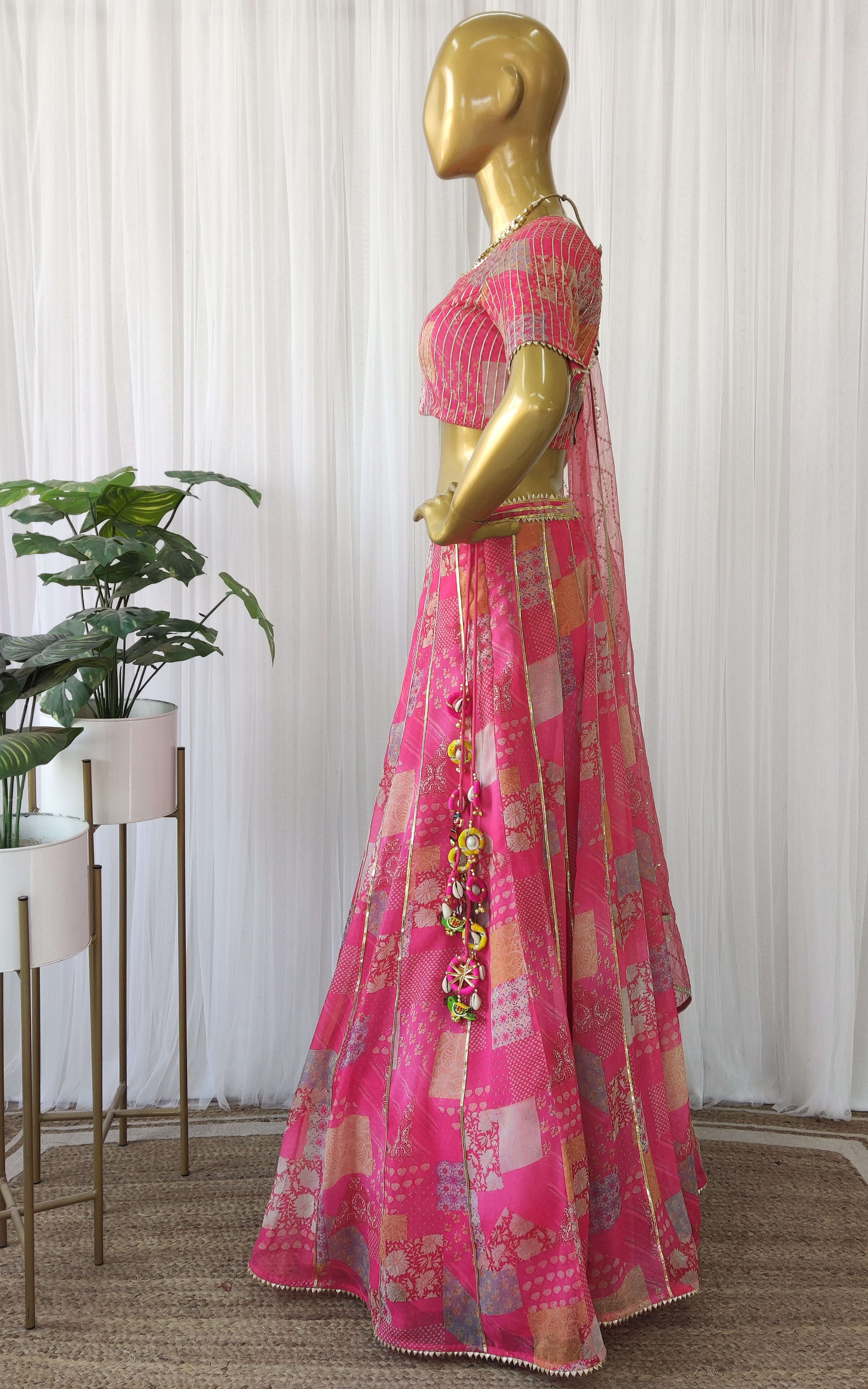 Hot Pink Gota Work Lehenga Set