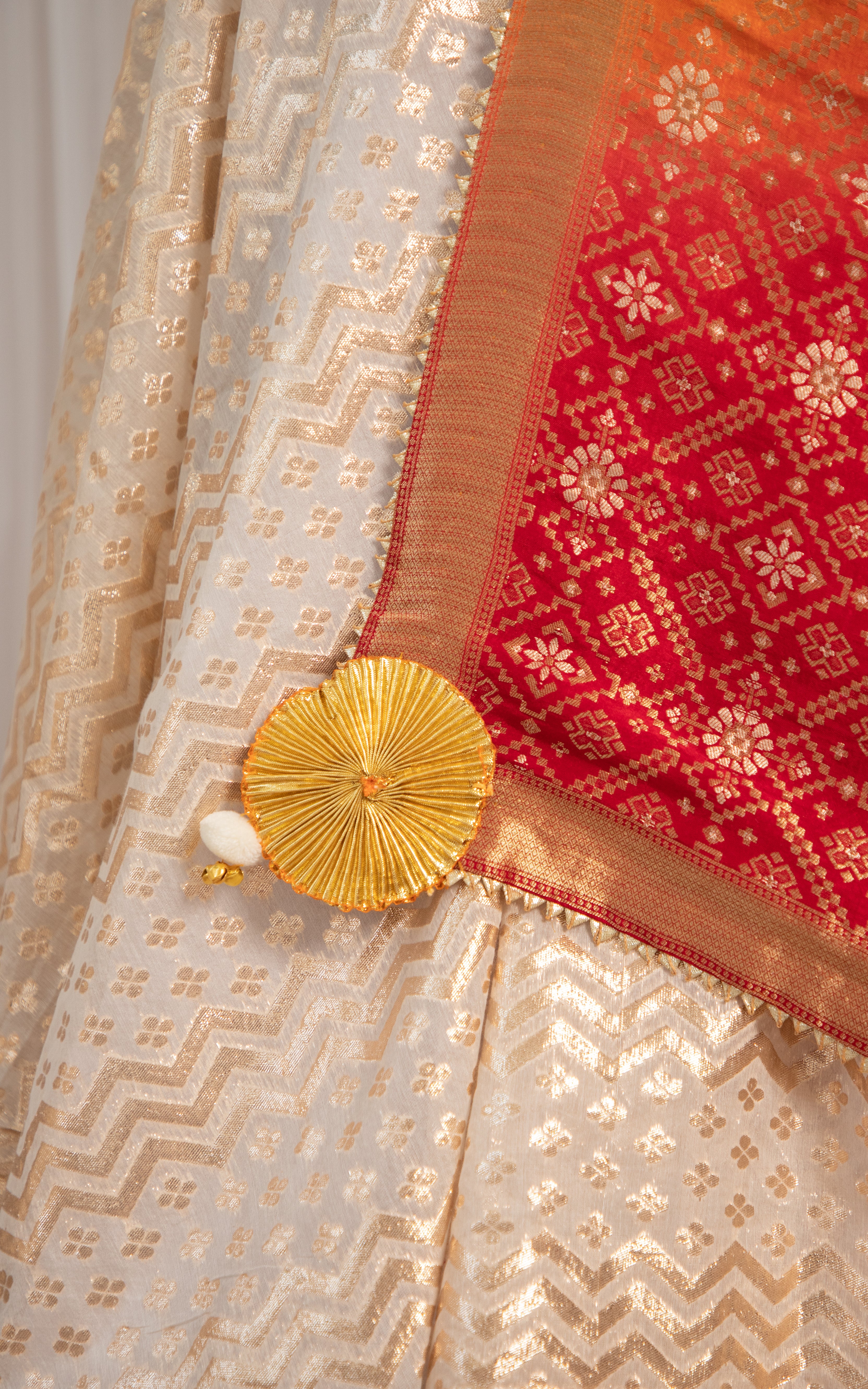 Surbhi Jyoti Off-white Anarkali with Multicolor Banarsi Dupatta