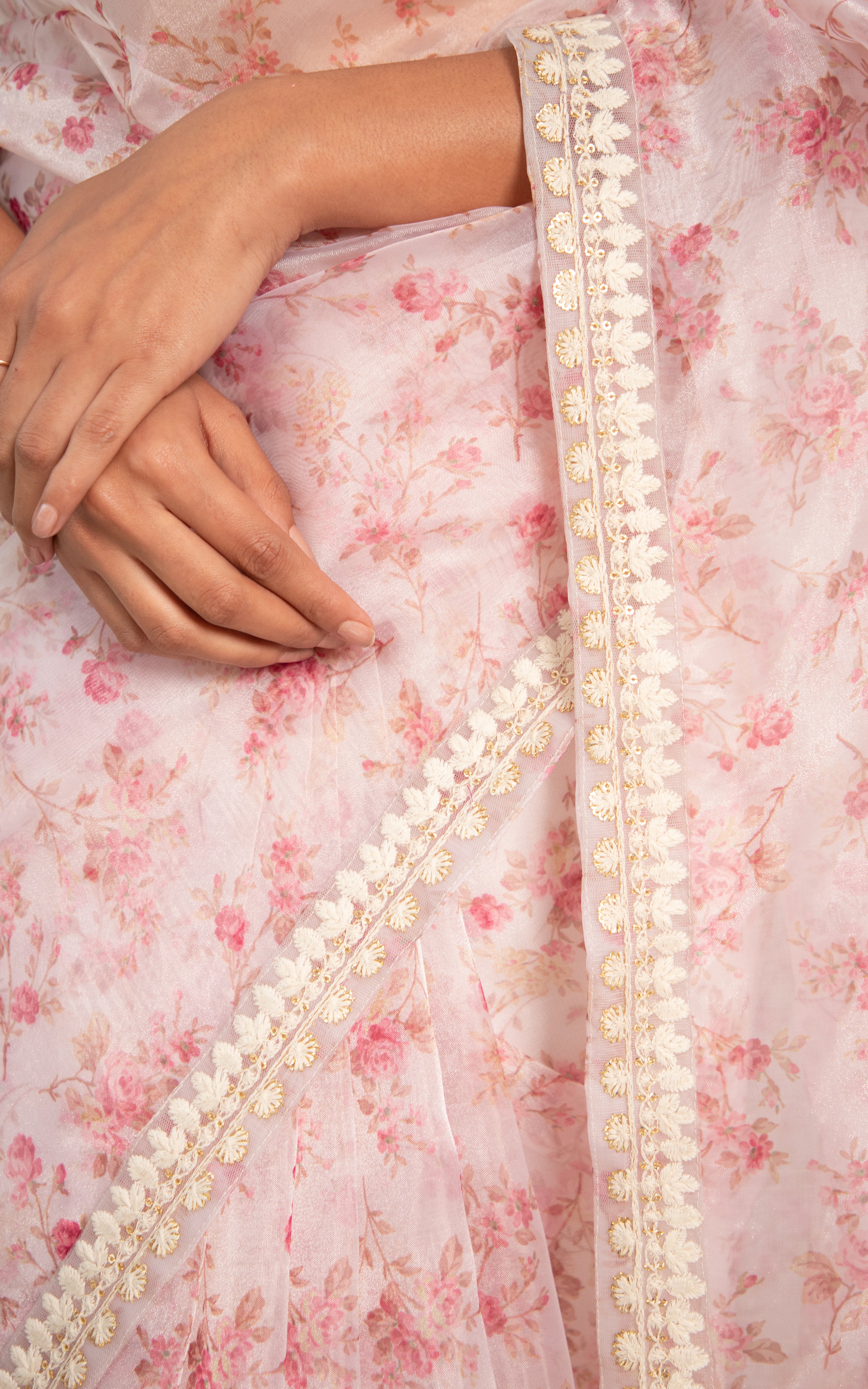 Niti Taylor White Floral Organza Saree
