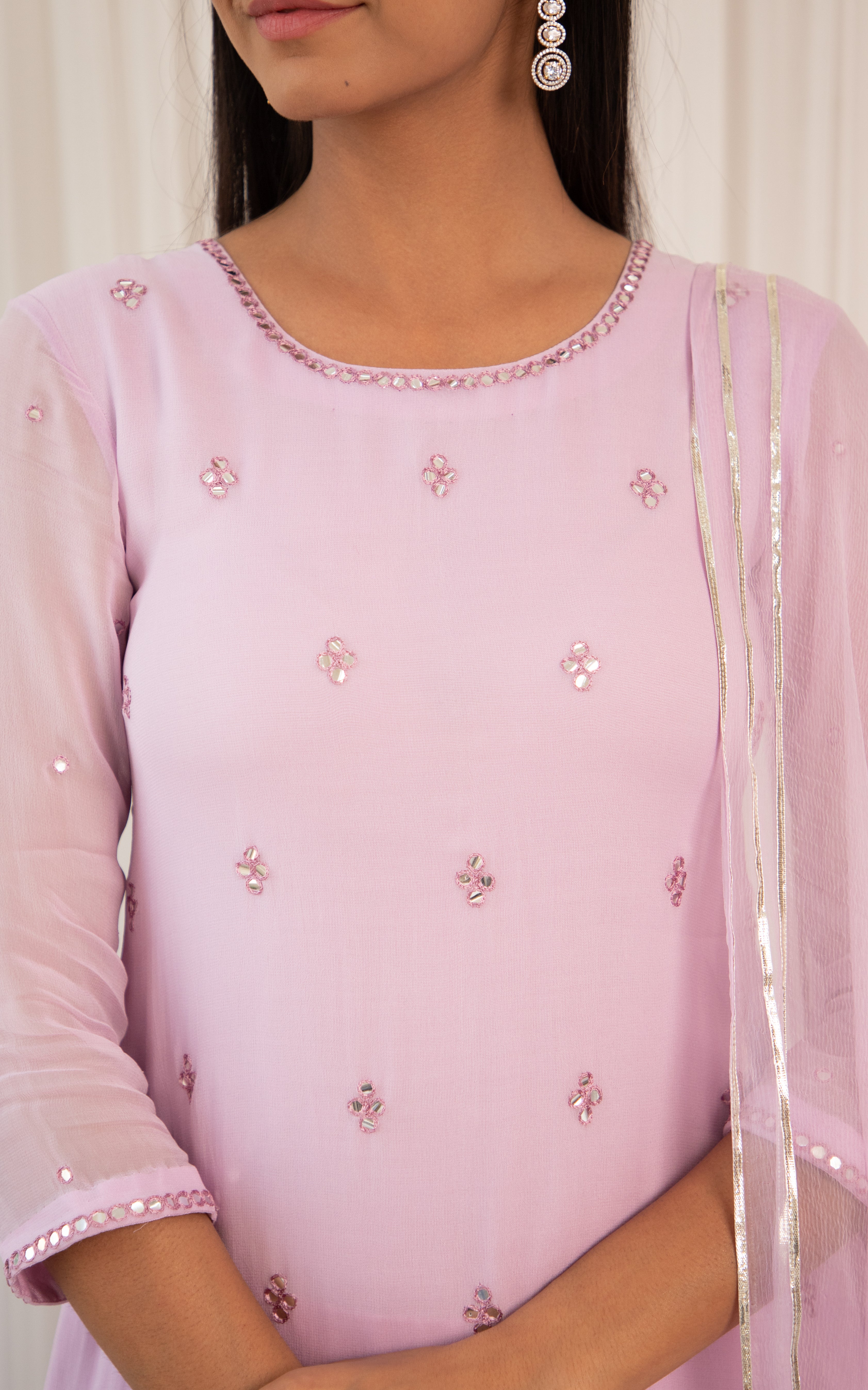 Ashnoor Kaur Lilac Mirrorwork Sharara Set