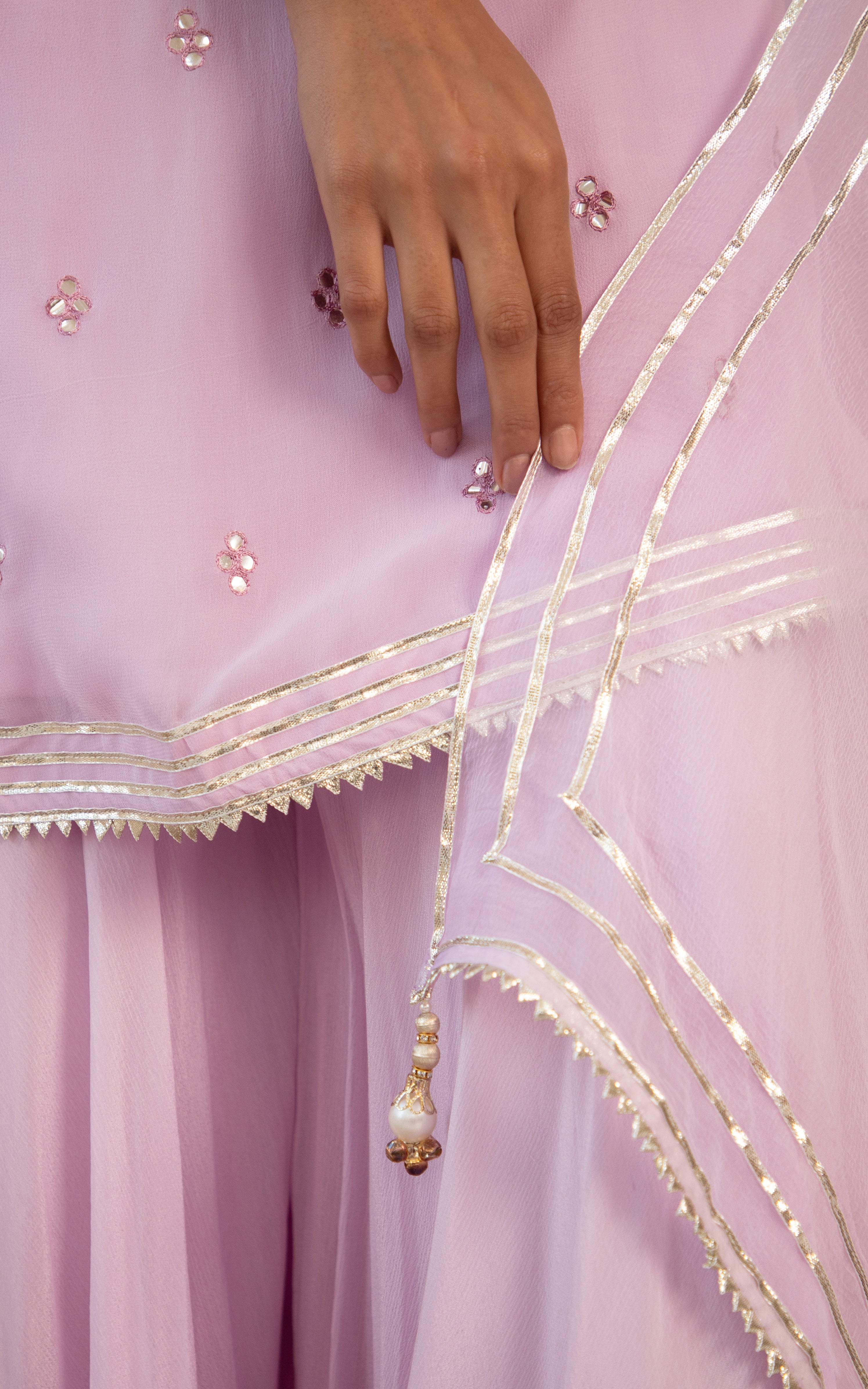 Ashnoor Kaur Lilac Mirrorwork Sharara Set