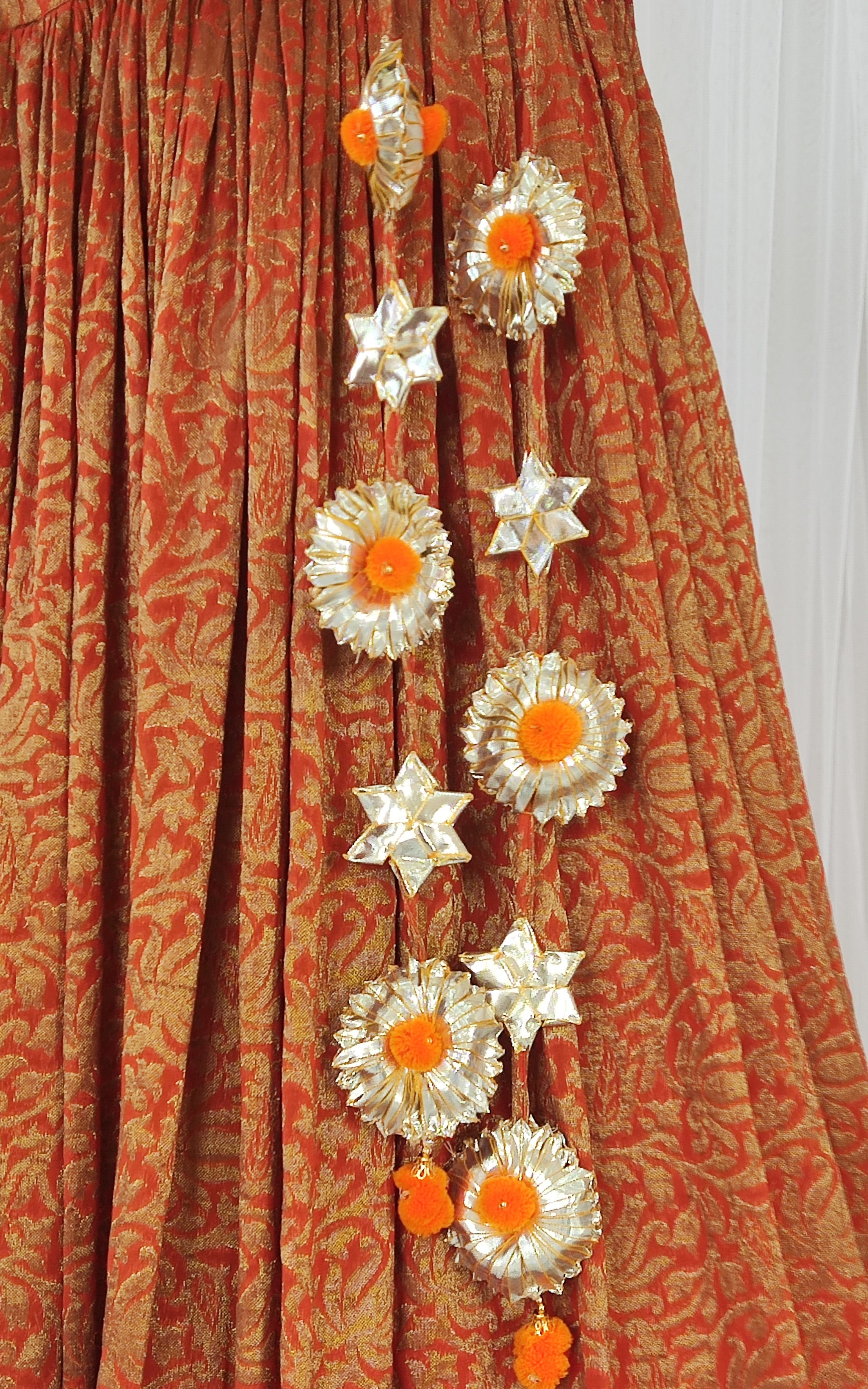 Orange Banarasi Gota-work Lehenga Set