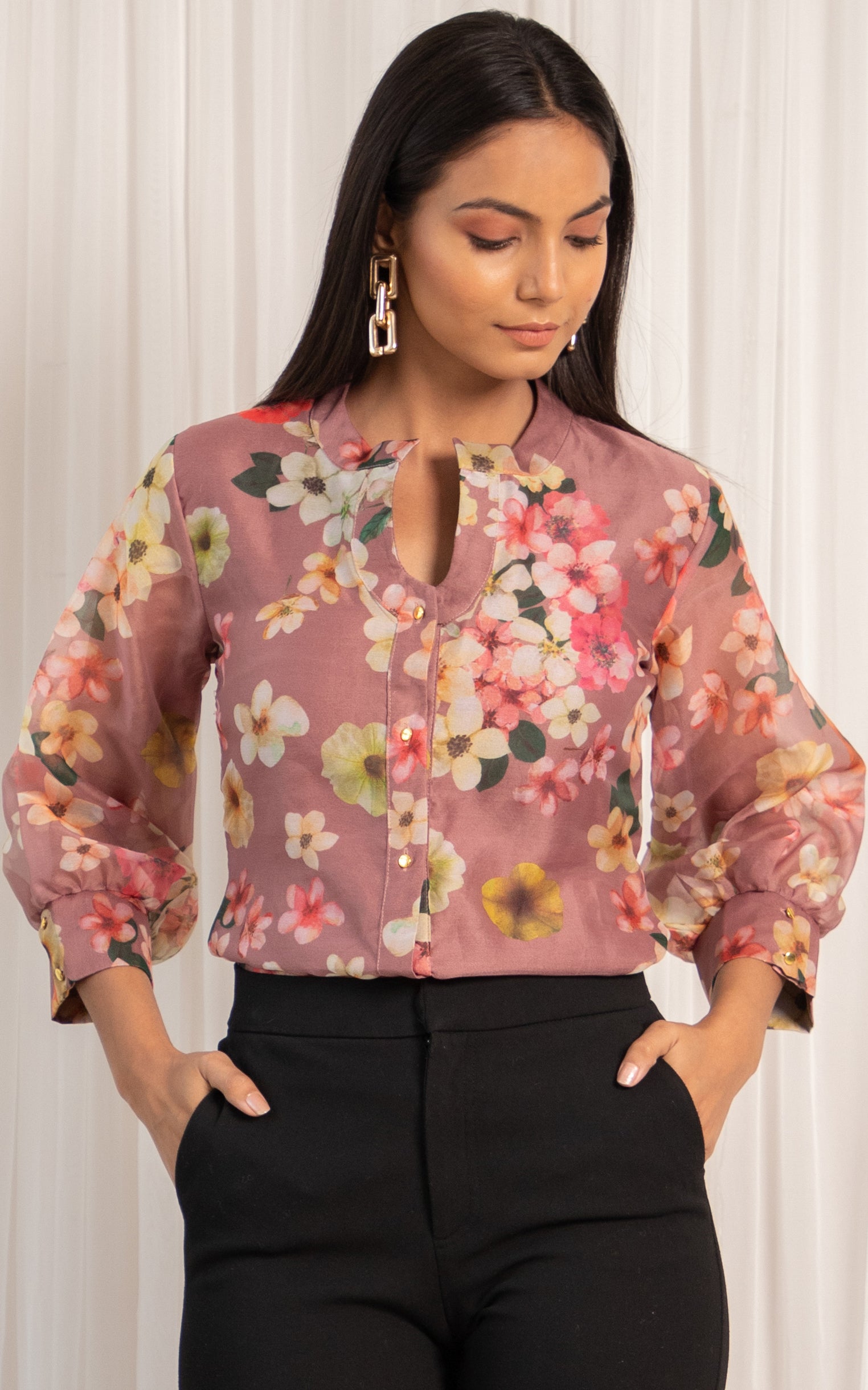 Grapewine Organza Shirt Top