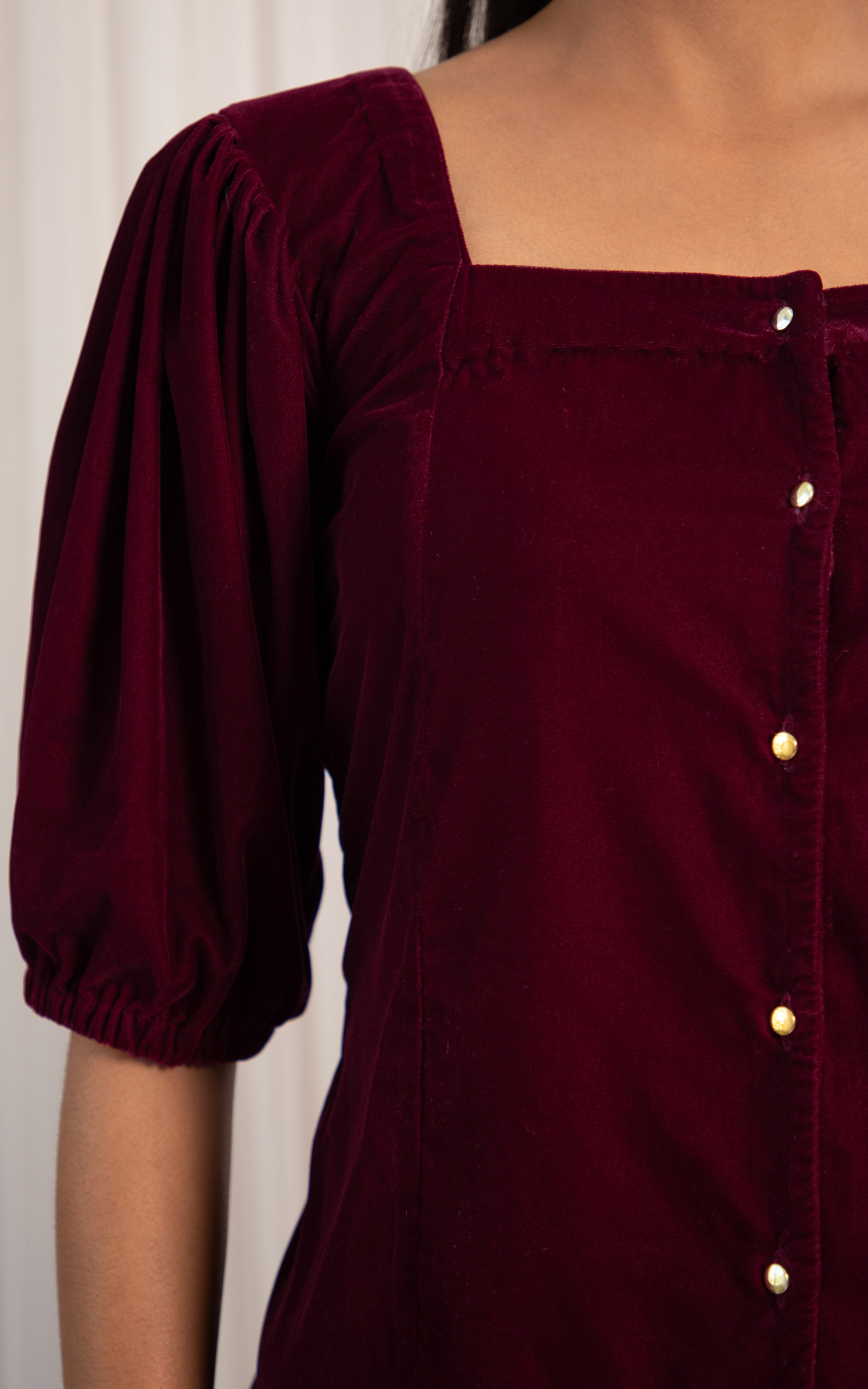 Maroon Velvet Top