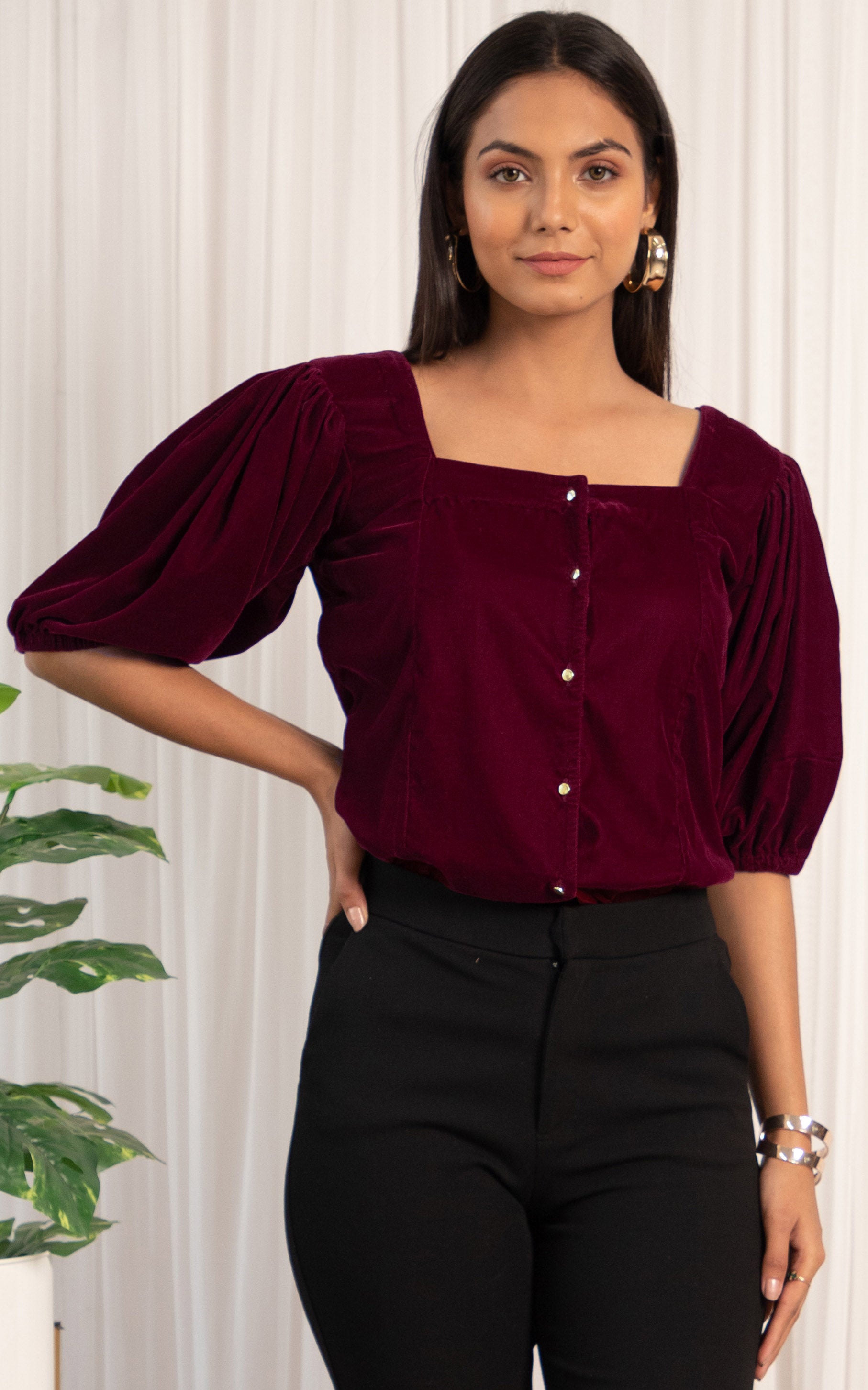 Maroon Velvet Top