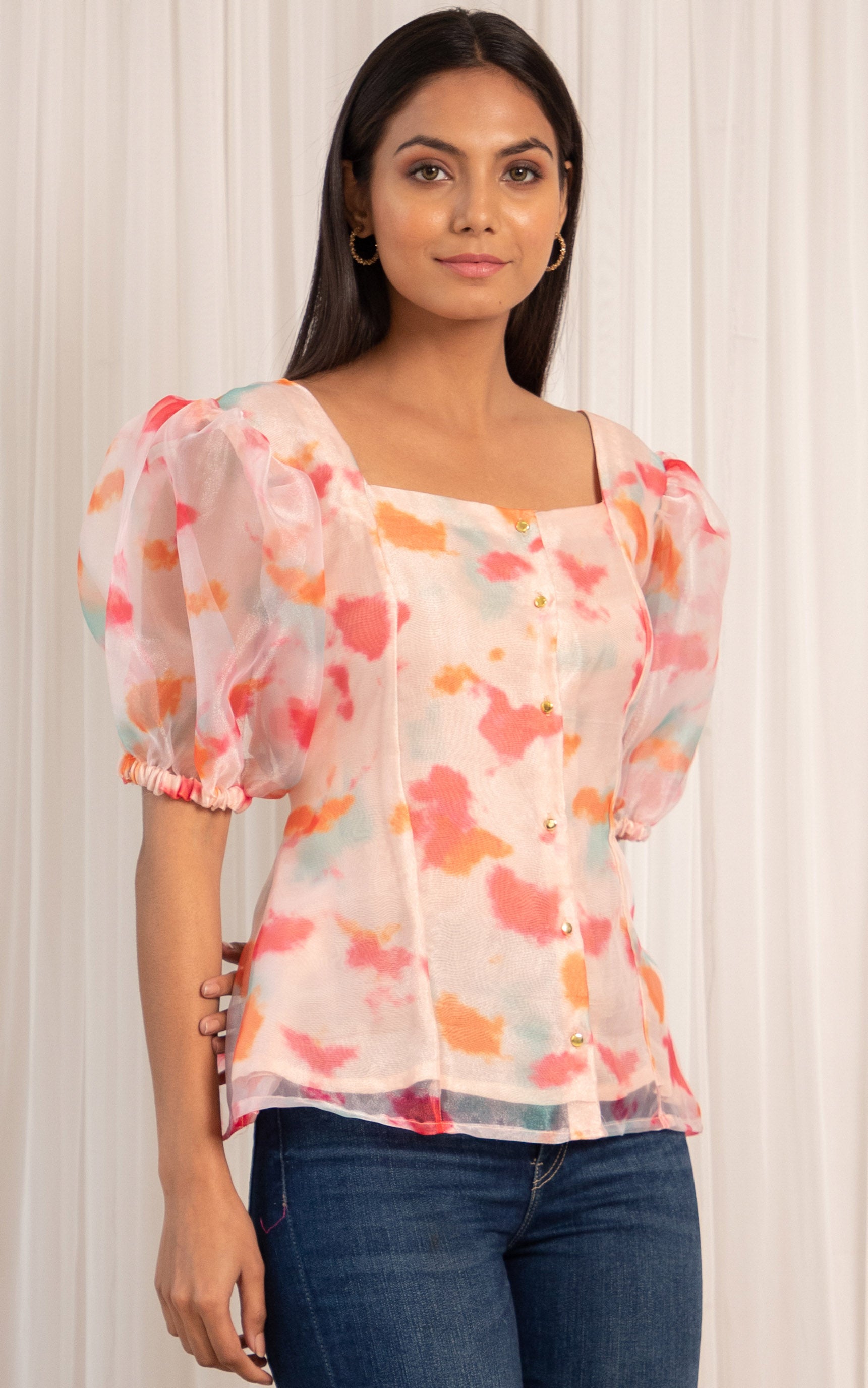 Color Splash Organza Top