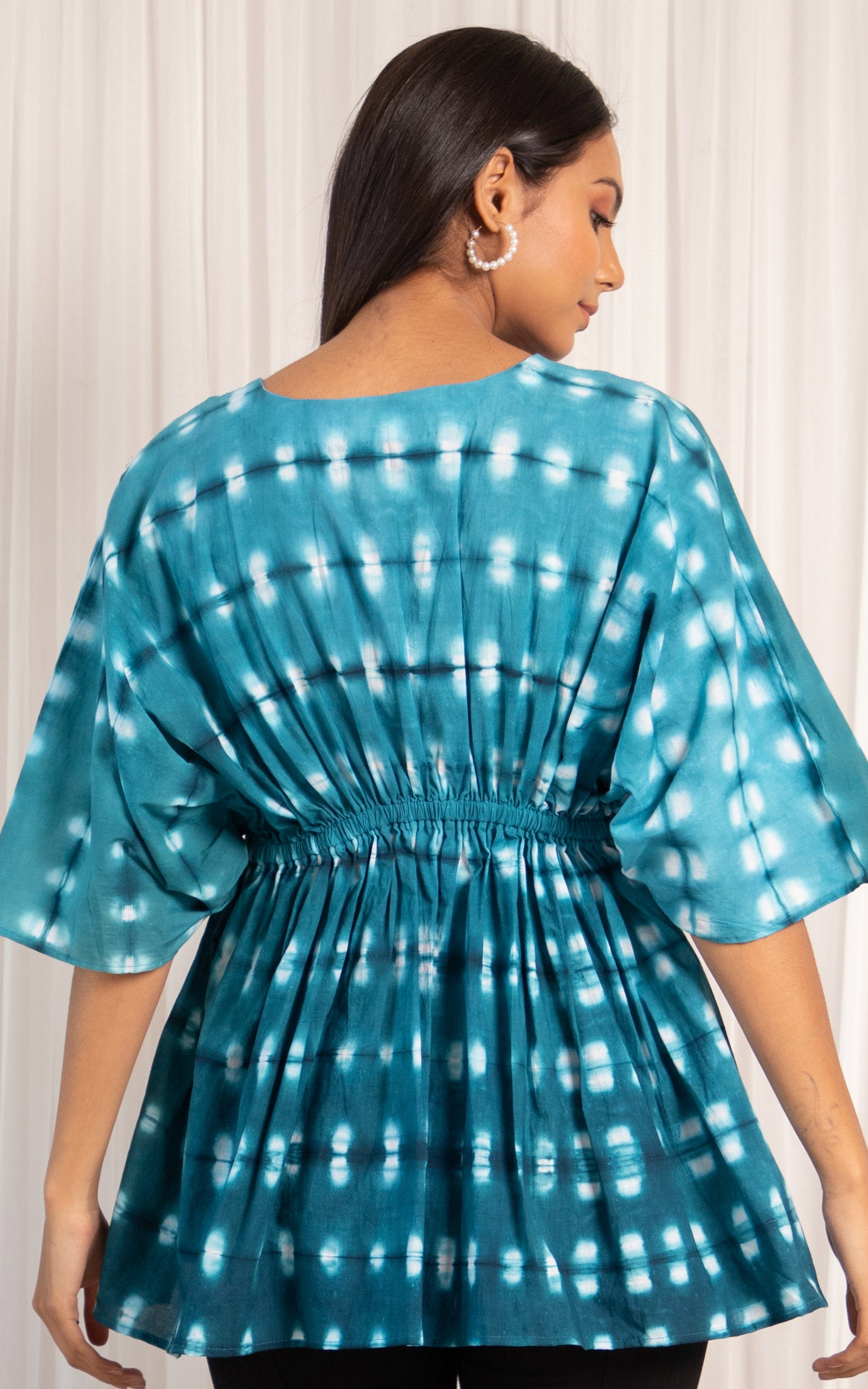 Lagoon Shibori Tie-Dye Kaftan Top