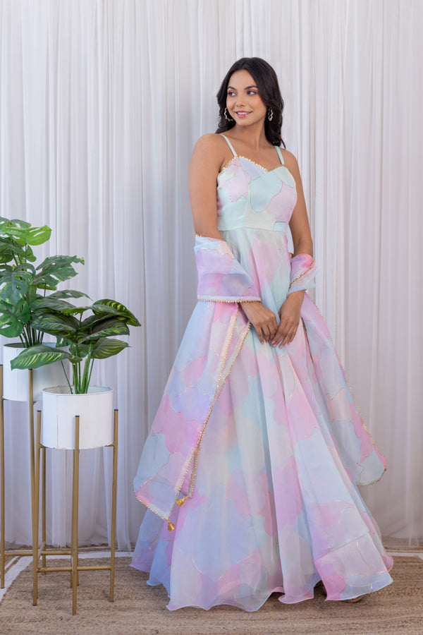 Arti Chauhan Pastel Dream Organza Anarkali