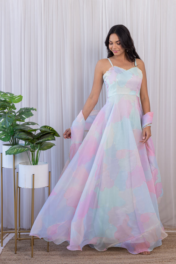 Arti Chauhan Pastel Dream Organza Anarkali