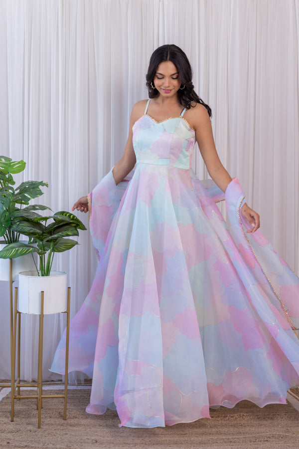 Arti Chauhan Pastel Dream Organza Anarkali