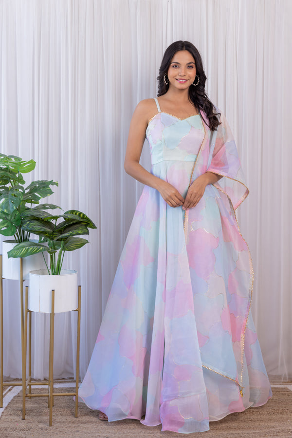 Arti Chauhan Pastel Dream Organza Anarkali