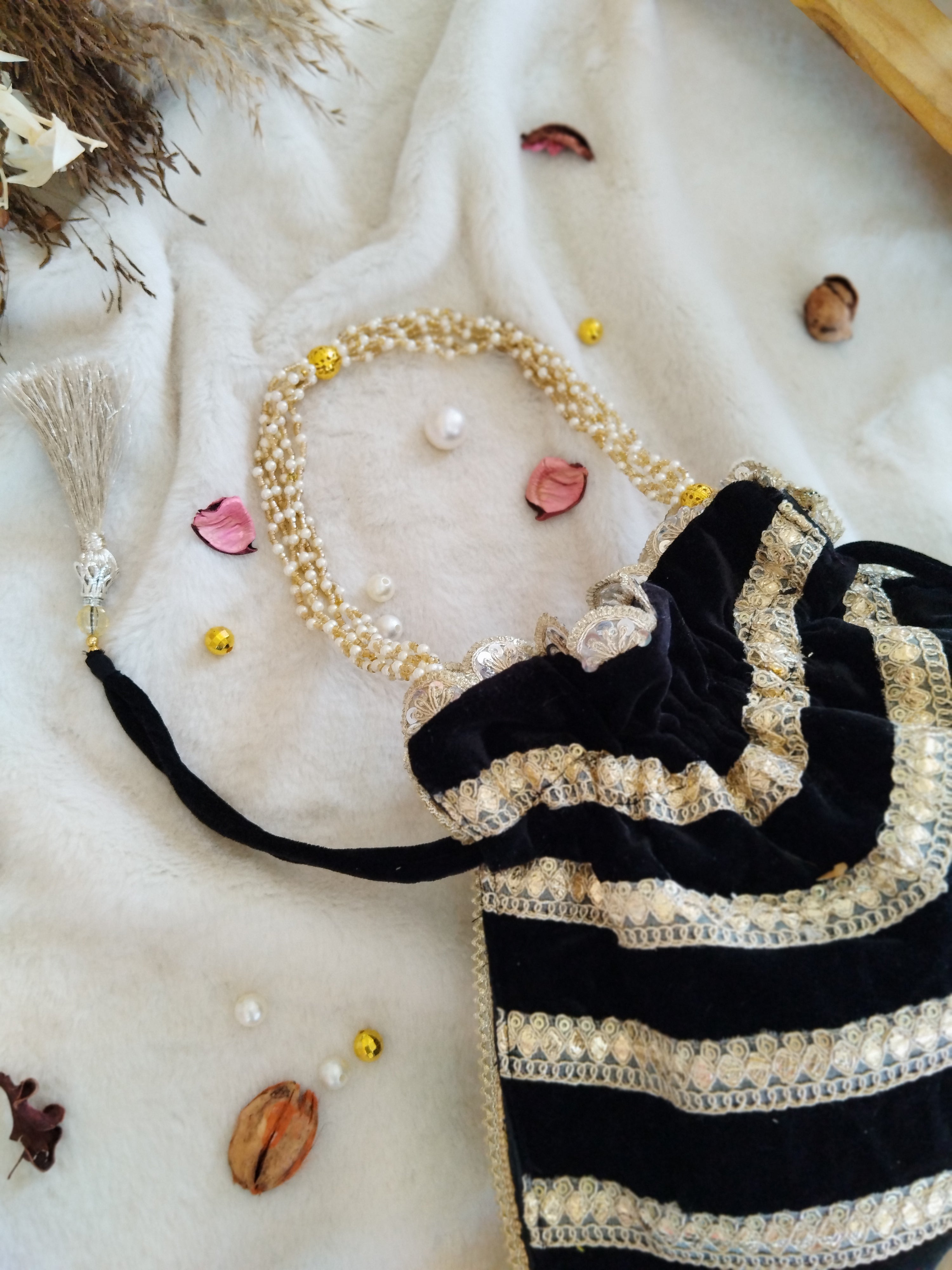 Black Velvet Potli Bag