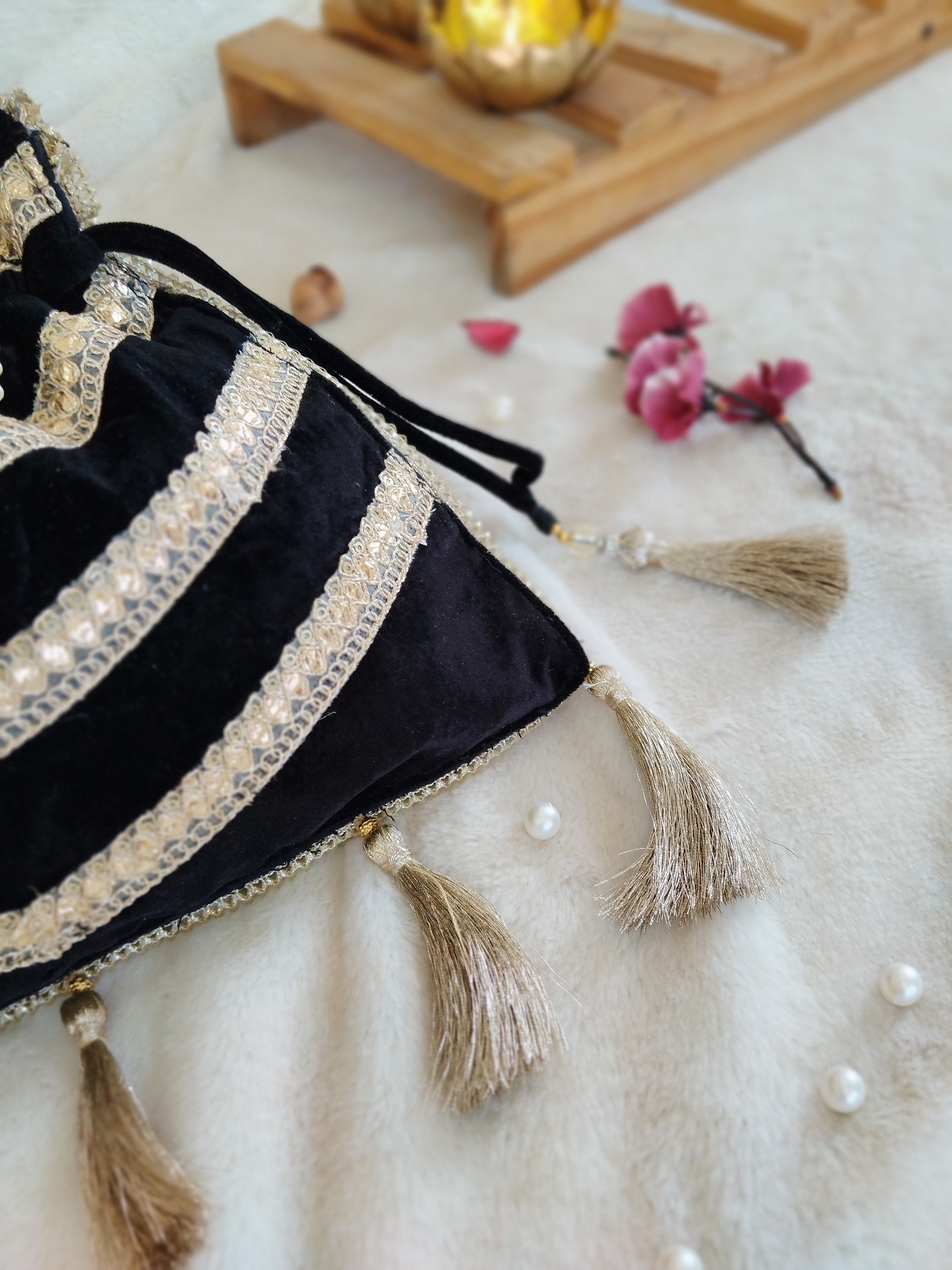 Black Velvet Potli Bag
