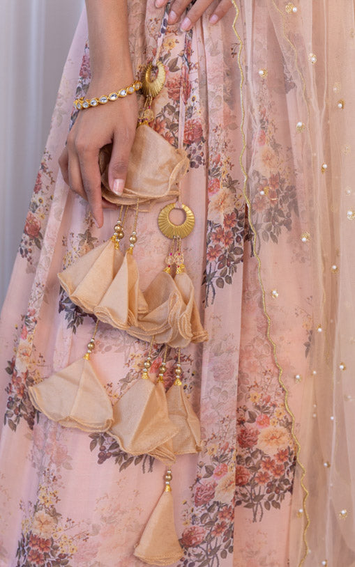 Esha Kansara Sepia Floral Printed Georgette Lehenga