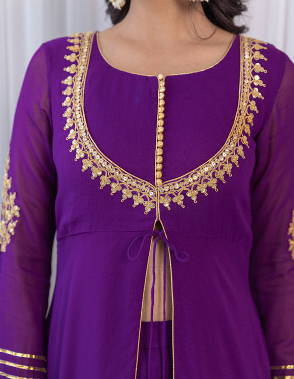 Erica Fernandes Purple Marodi Work Sharara Set