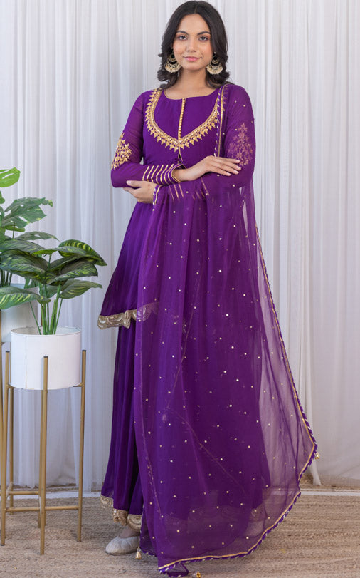 Erica Fernandes Purple Marodi Work Sharara Set