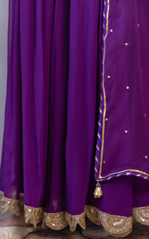 Erica Fernandes Purple Marodi Work Sharara Set