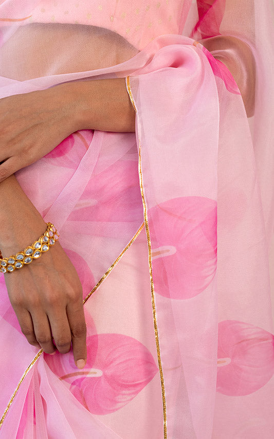 Pink Petal Organza Saree