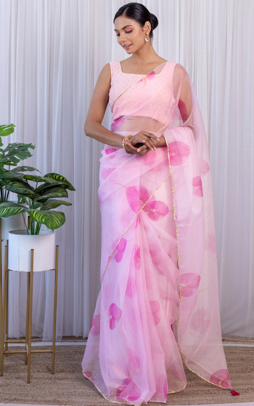 Pink Petal Organza Saree