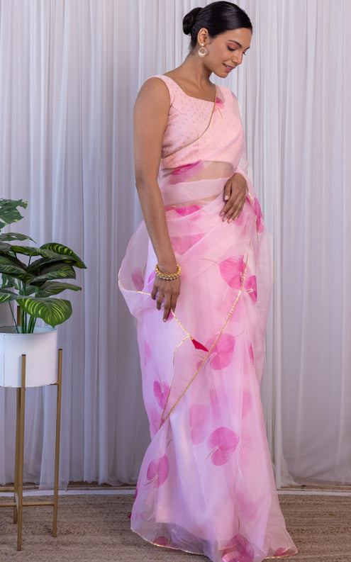 Pink Petal Organza Saree