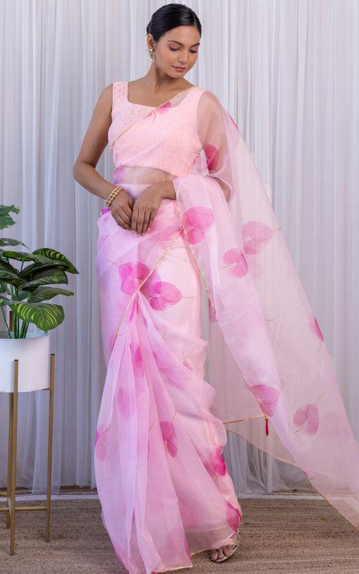 Pink Petal Organza Saree