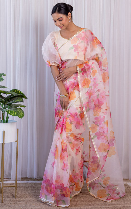 Pooja Banerjee Bloom Floral Organza Saree