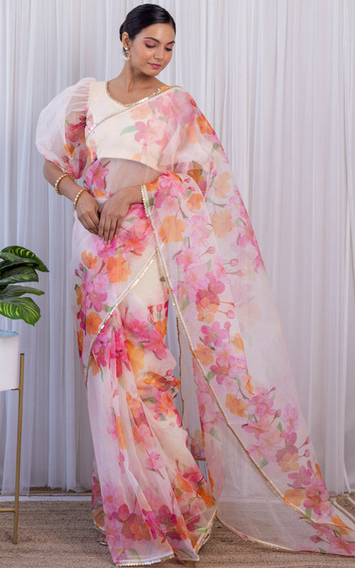 Pooja Banerjee Bloom Floral Organza Saree