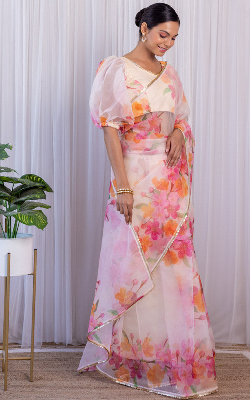 Pooja Banerjee Bloom Floral Organza Saree