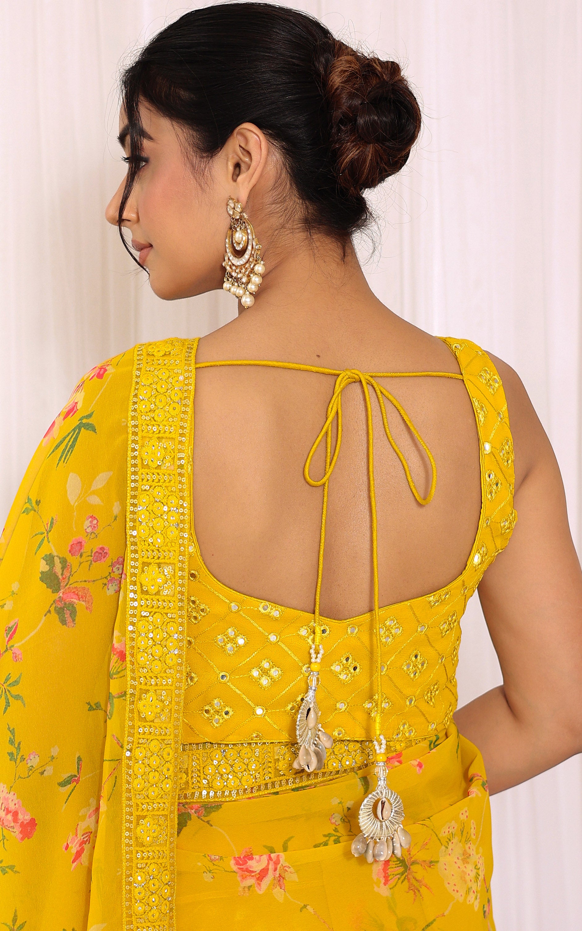 Yellow Rose Printed Georgette Saree