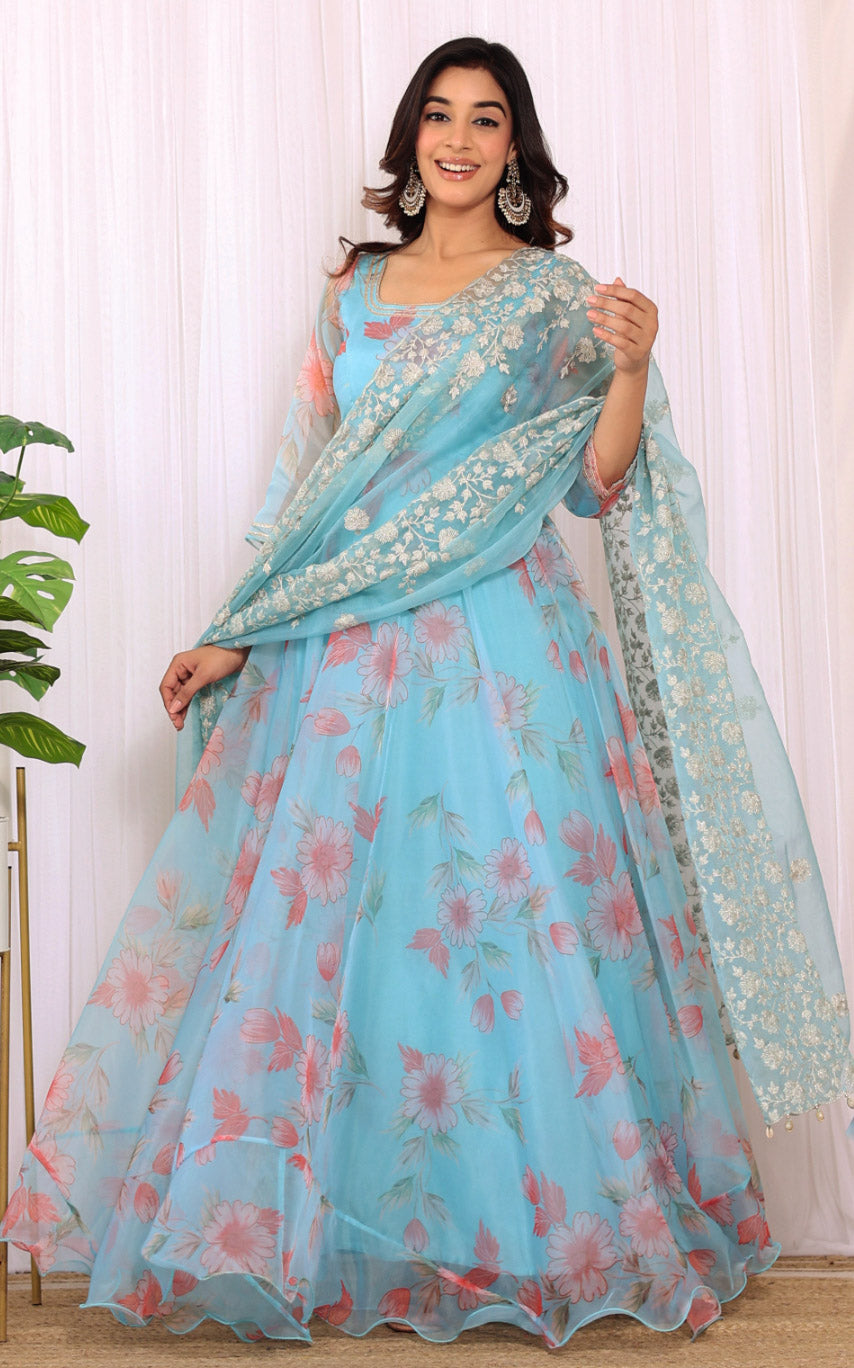 Avani Dixit Gulnar Organza Anarkali With Dori Work Organza Dupatta