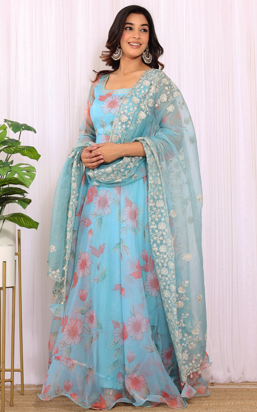 Avani Dixit Gulnar Organza Anarkali With Dori Work Organza Dupatta