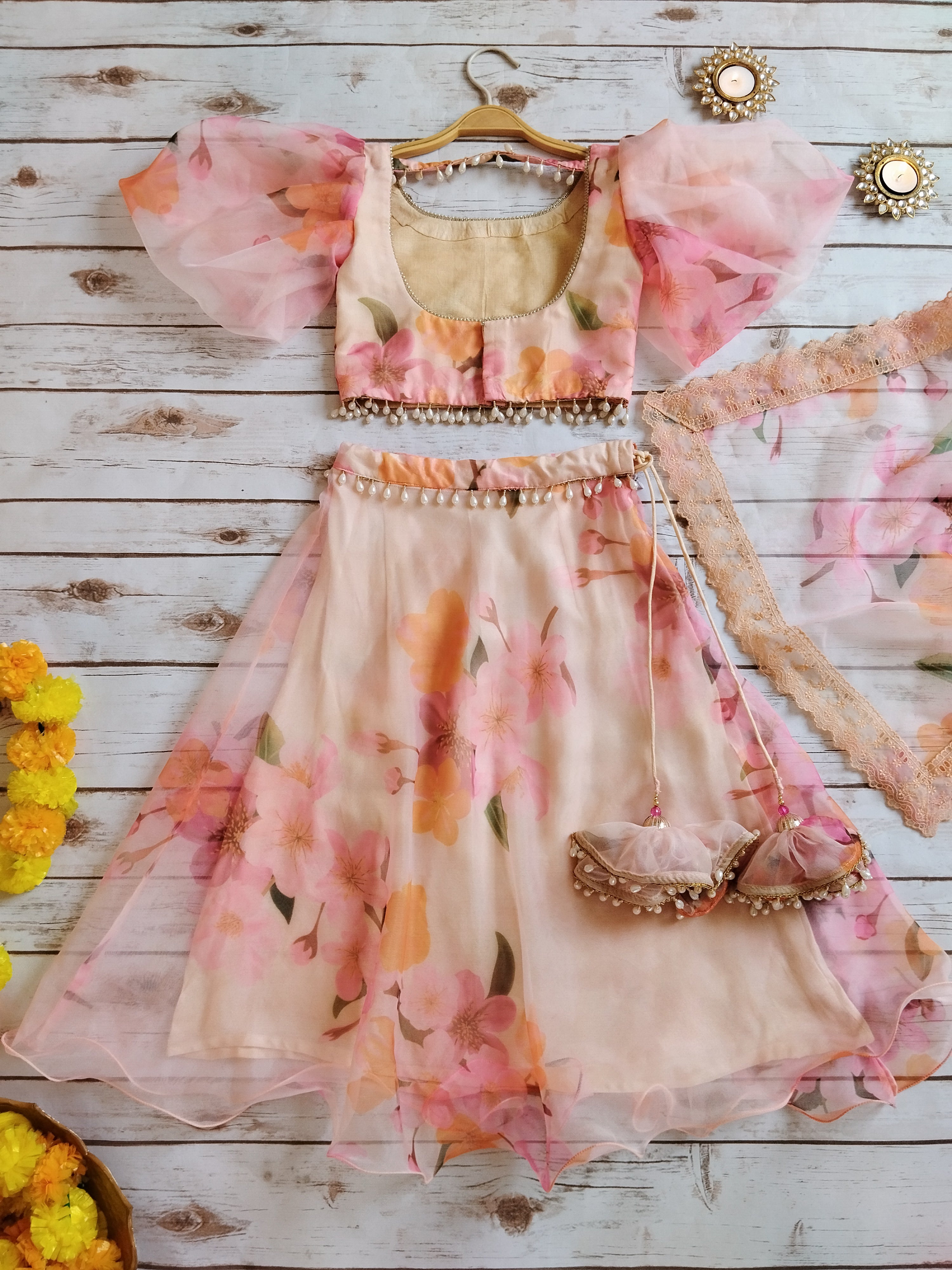 Bloom Floral Organza Kid's Lehenga