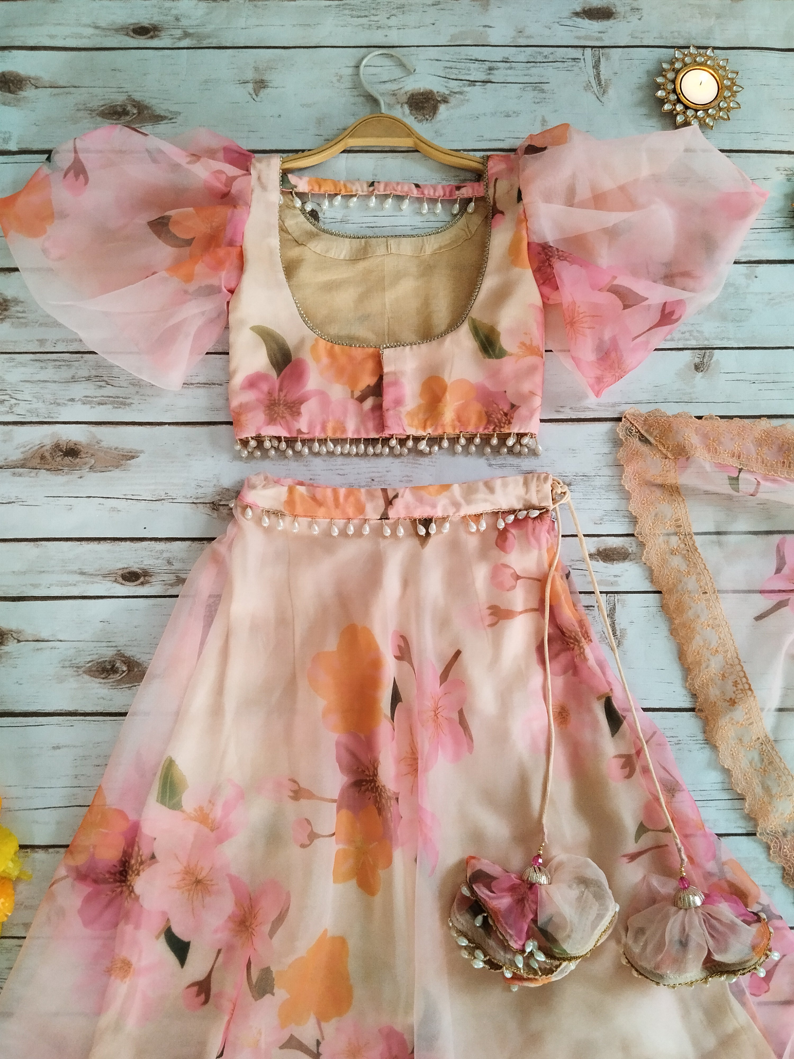 Bloom Floral Organza Kid's Lehenga